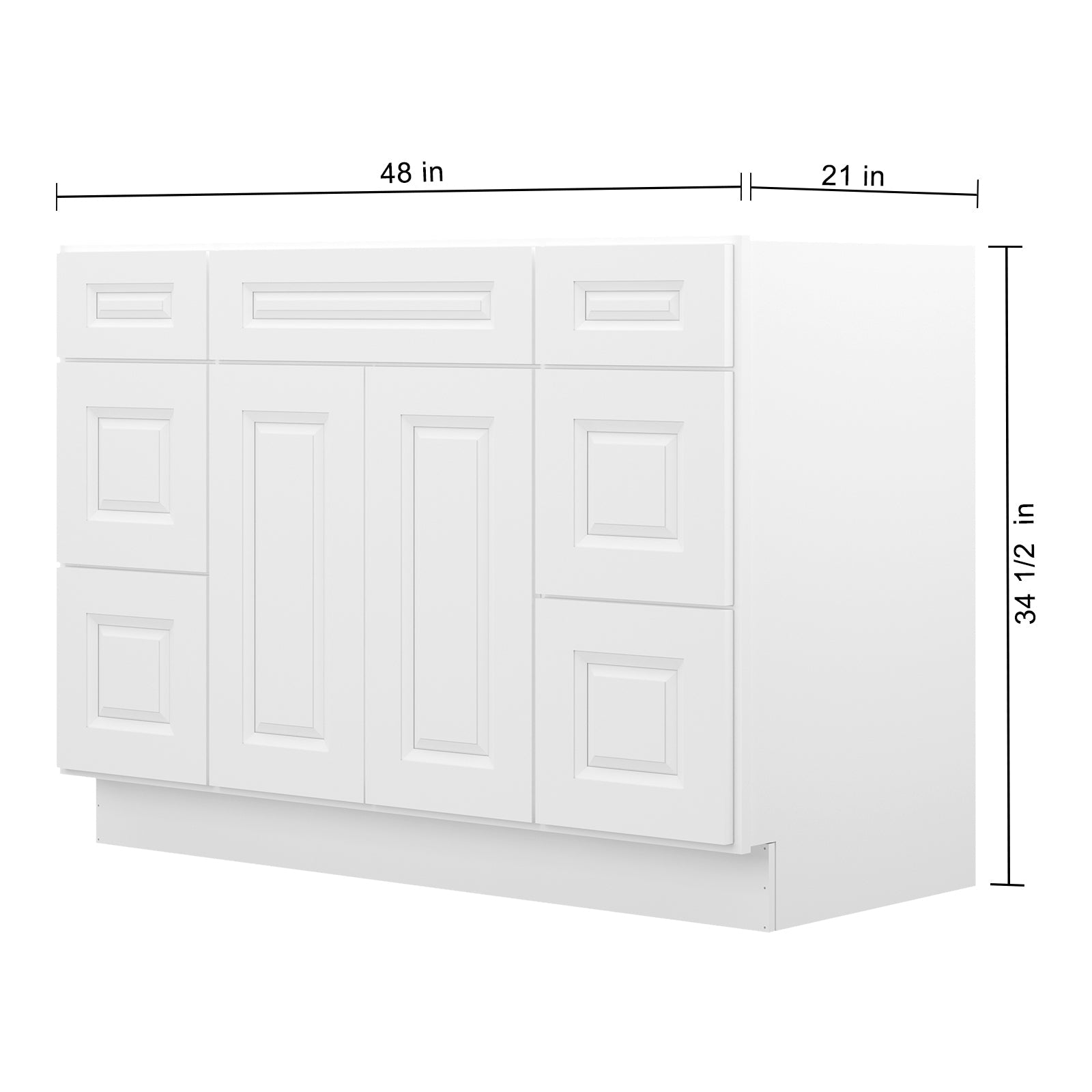 21"D Birch Solid Wood X 60"W X 34-1/2"H Bath Vanity Double Drawer Cabinet without Top VDDB60