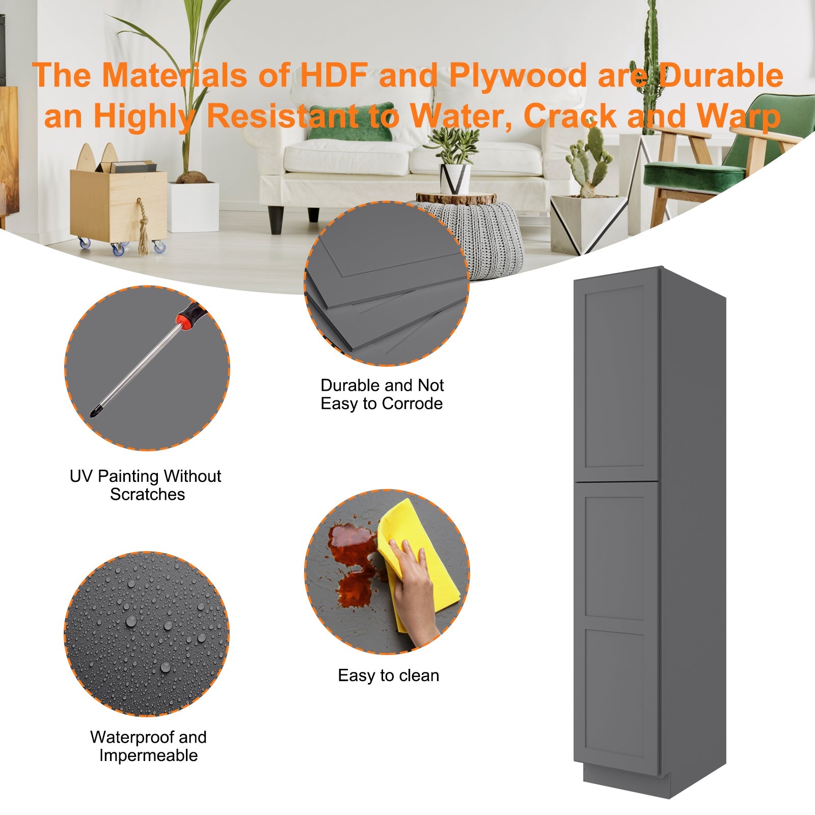 24"D*18"W*84"H Birch Solid Wood Pantry Tall Storage Cabinet U188424