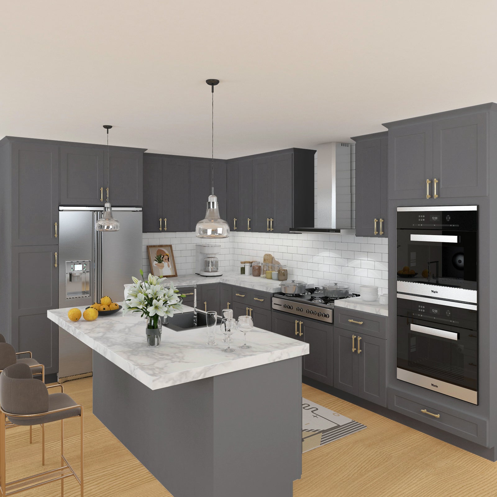 24"D*18"W*84"H Birch Solid Wood Pantry Tall Storage Cabinet U188424