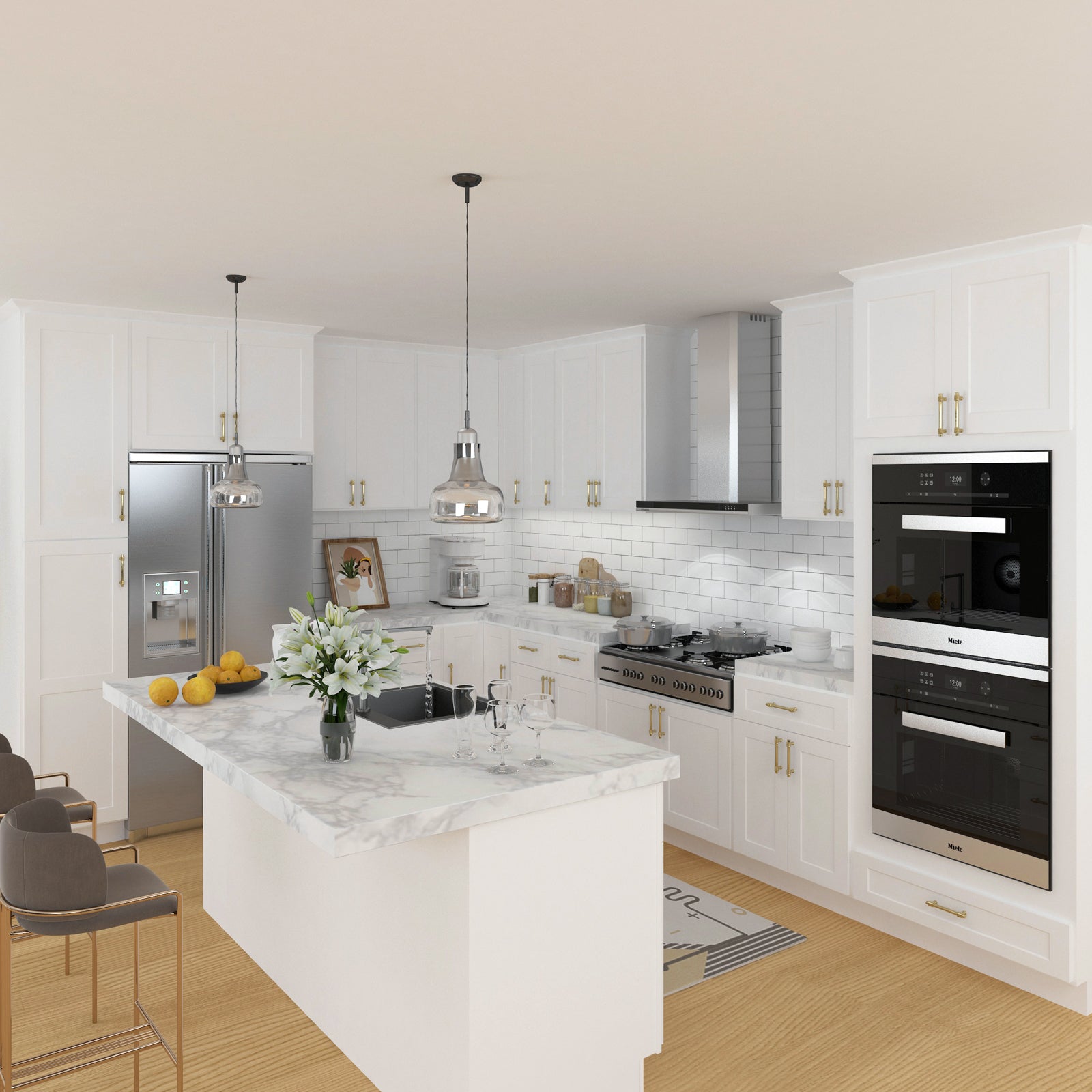 24"D*18"W*84"H Birch Solid Wood Pantry Tall Storage Cabinet U188424