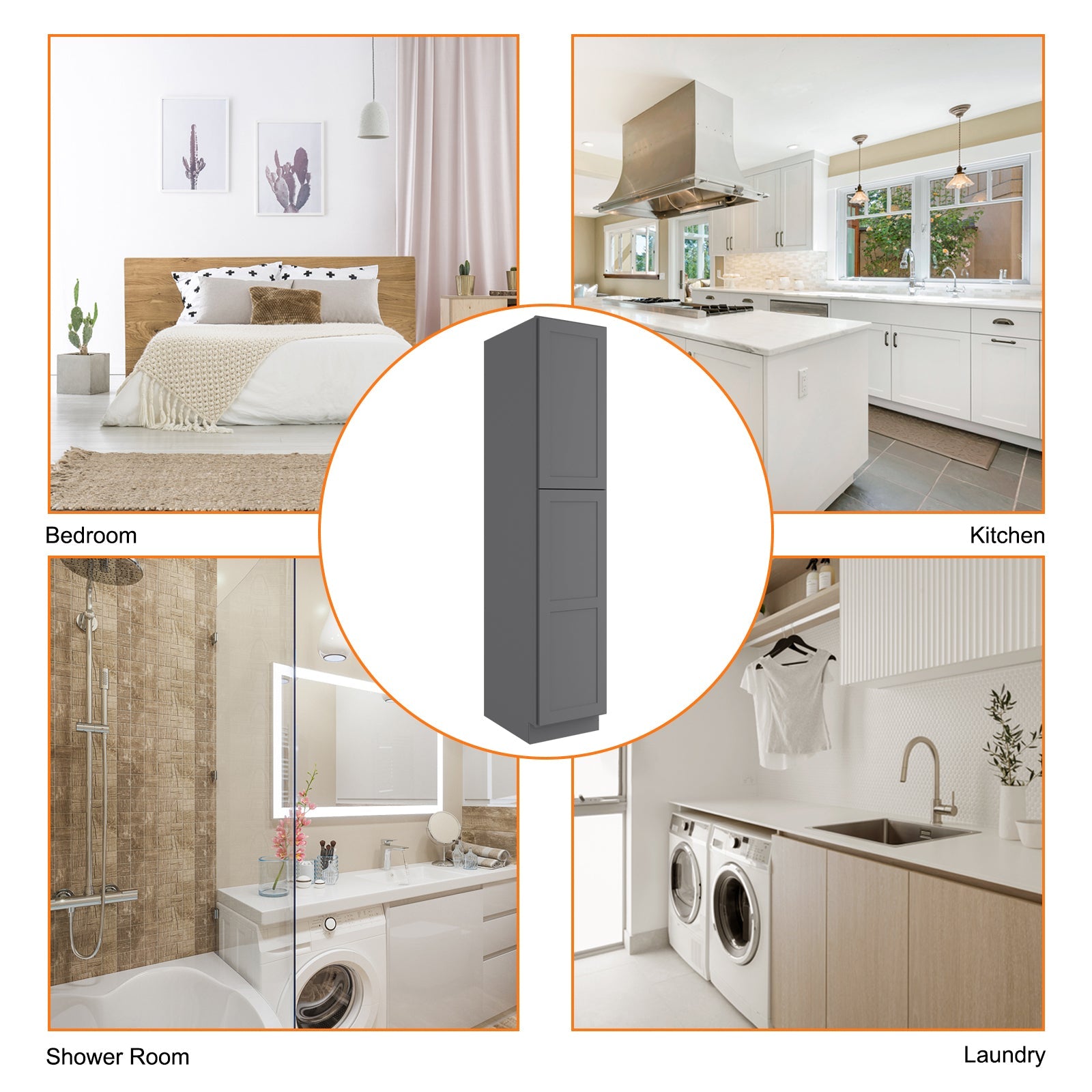 24"D*18"W*90"H Birch Solid Wood Pantry Tall Storage Cabinet U189024