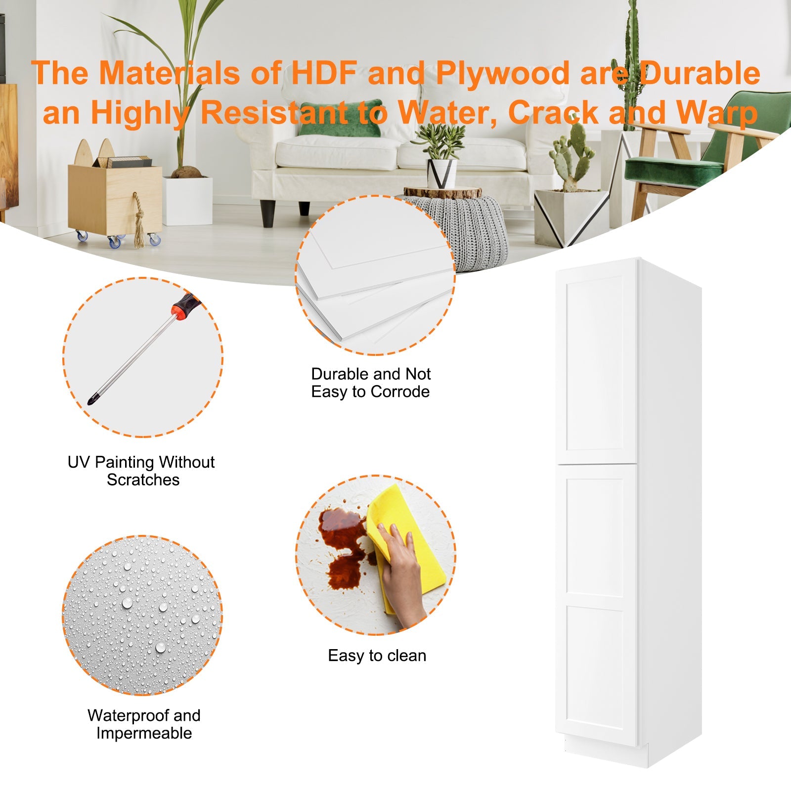 24"D*18"W*90"H Birch Solid Wood Pantry Tall Storage Cabinet U189024