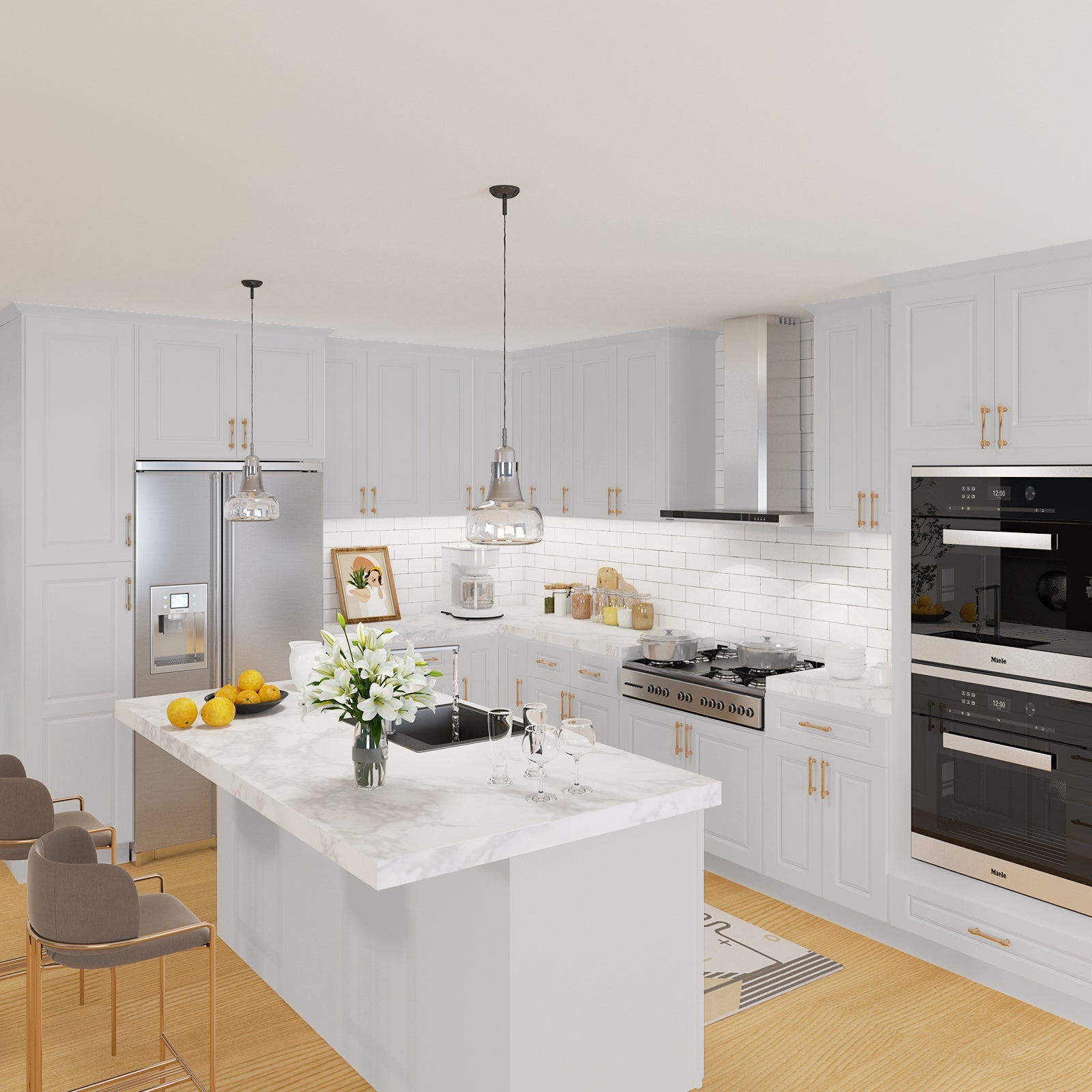 24"D*18"W*90"H Birch Solid Wood Pantry Tall Storage Cabinet U189024