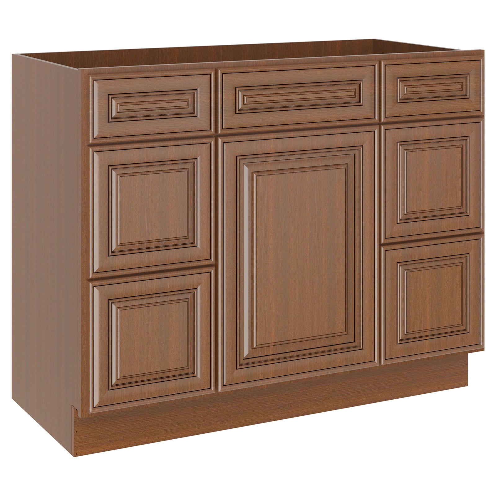 21"D Birch Solid Wood X 42"W X 34-1/2"H Bath Vanity Double Drawer Cabinet without Top VDDB42