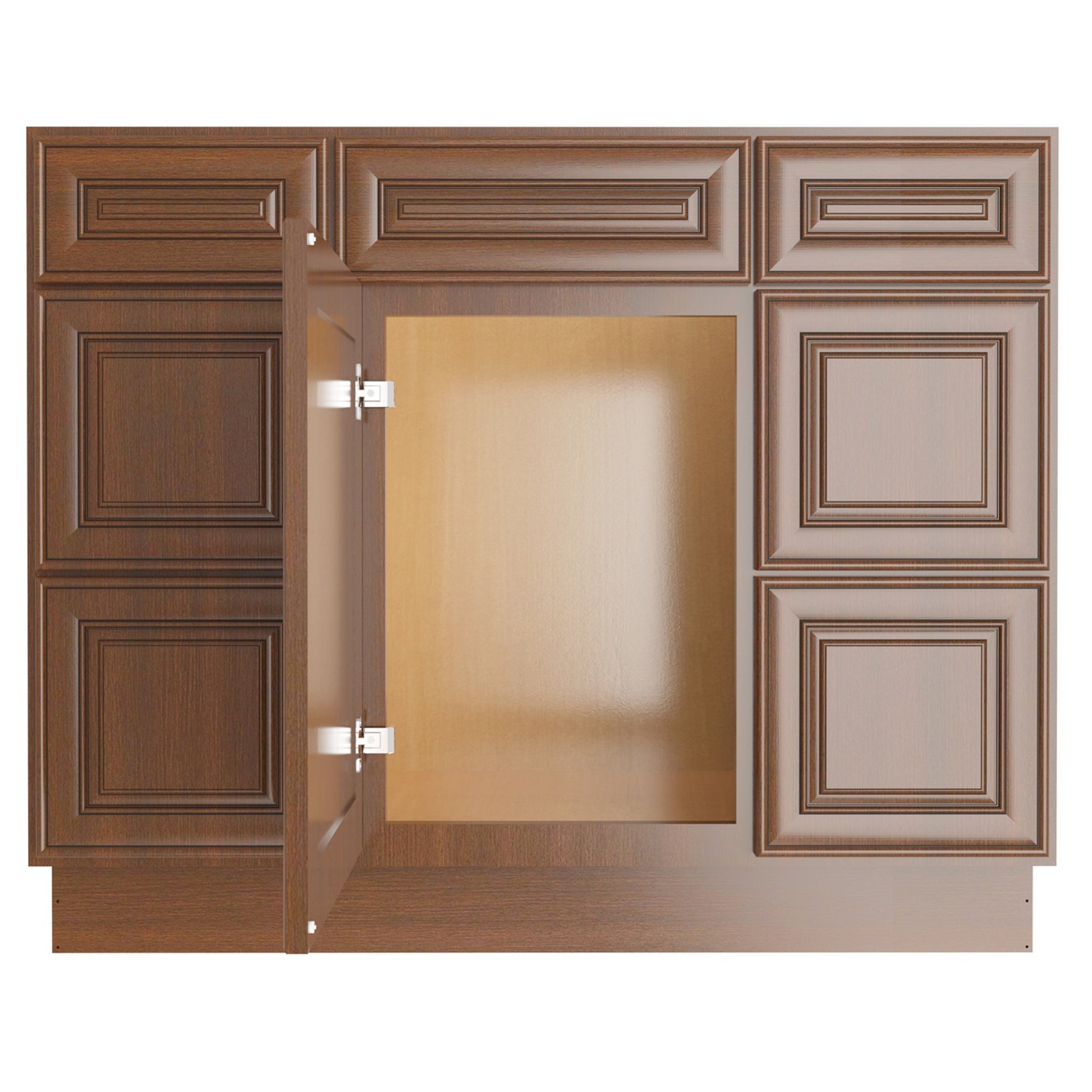 21"D Birch Solid Wood X 42"W X 34-1/2"H Bath Vanity Double Drawer Cabinet without Top VDDB42