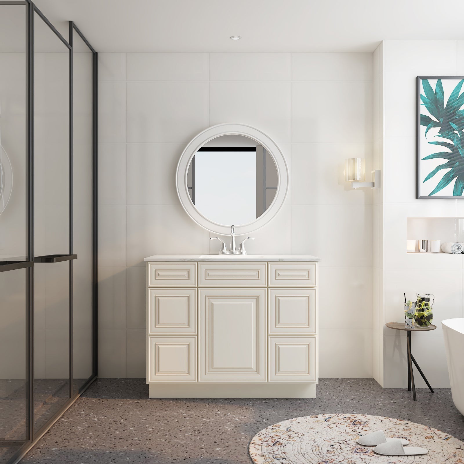 21"D Birch Solid Wood X 42"W X 34-1/2"H Bath Vanity Double Drawer Cabinet without Top VDDB42