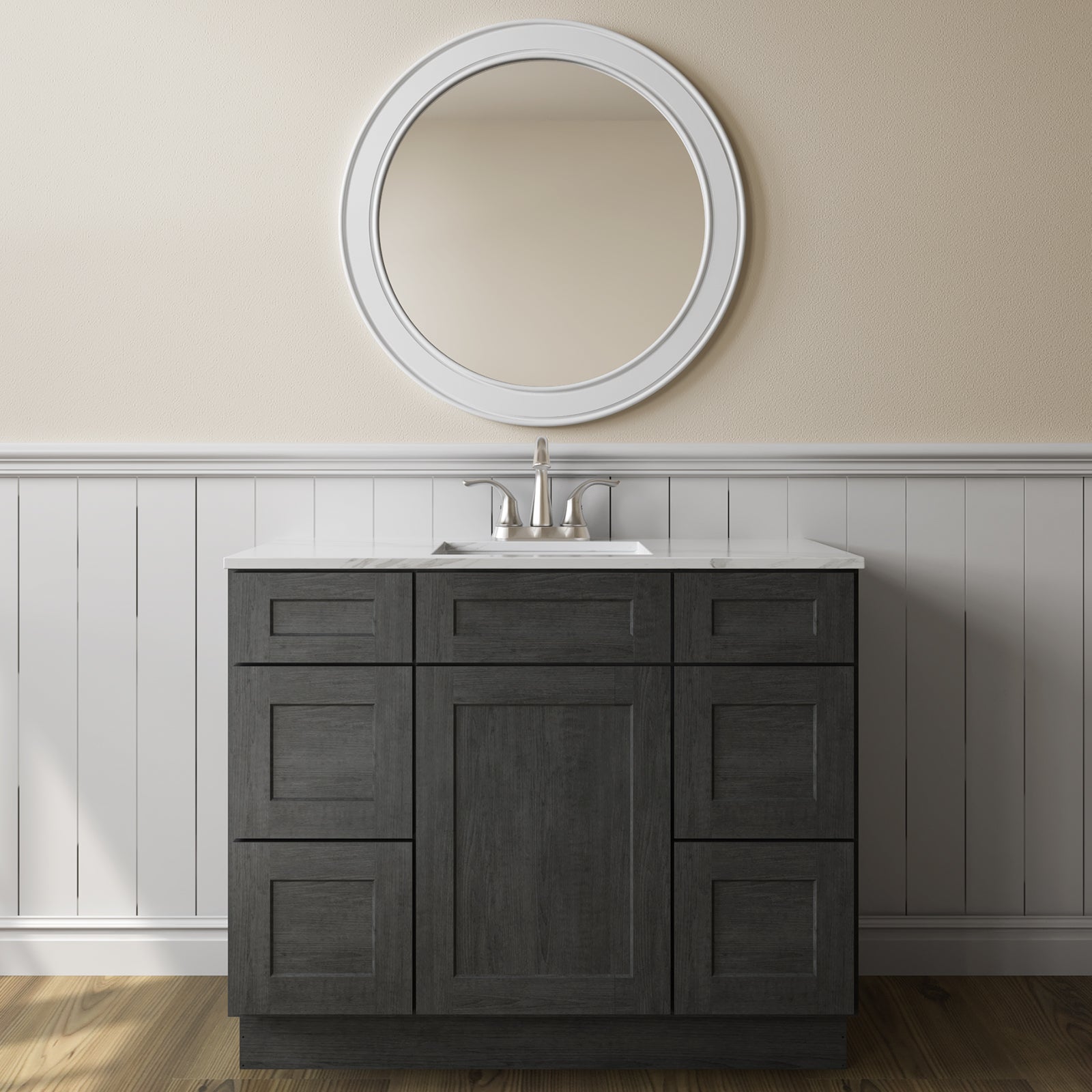 21"D Birch Solid Wood X 42"W X 34-1/2"H Bath Vanity Double Drawer Cabinet without Top VDDB42