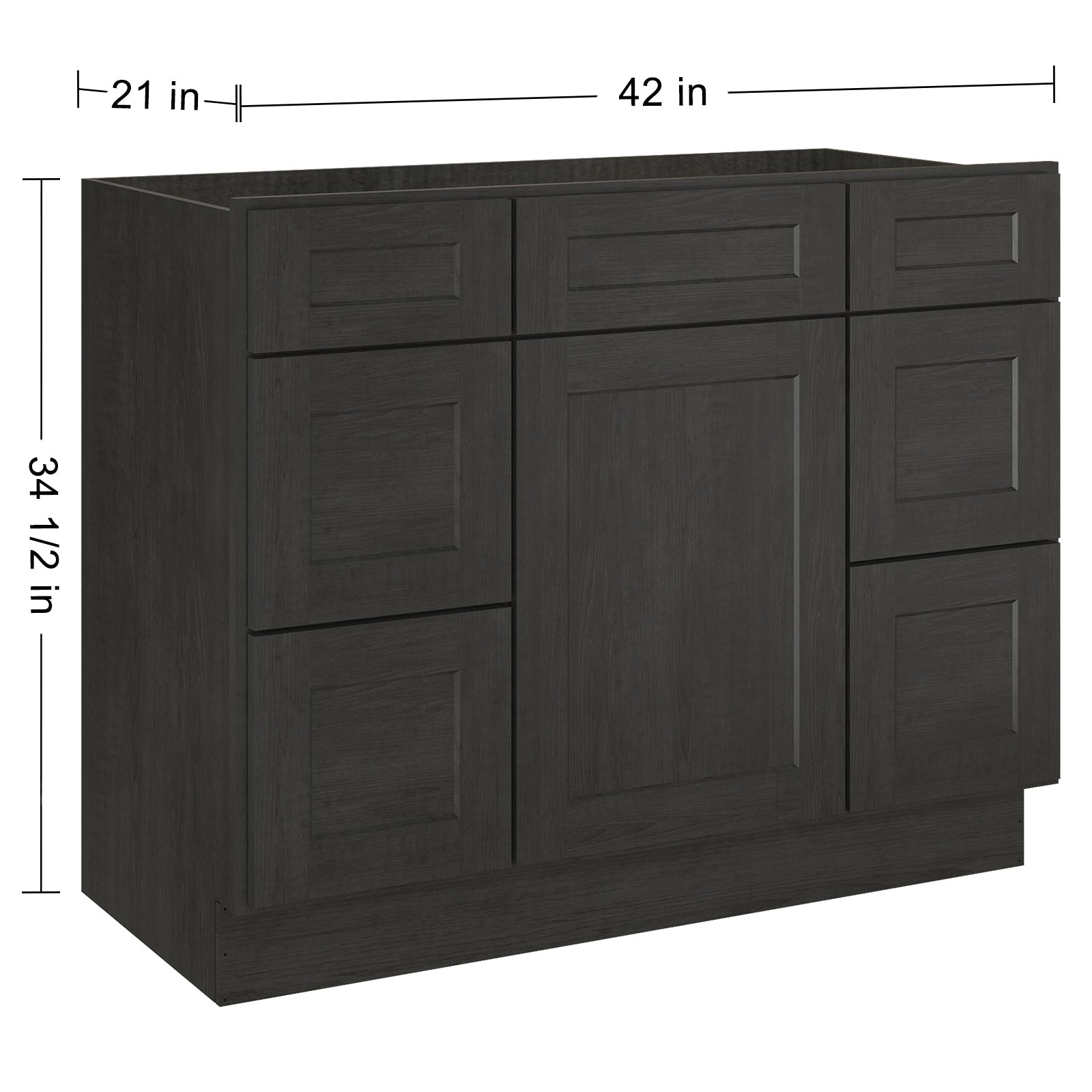 21"D Birch Solid Wood X 42"W X 34-1/2"H Bath Vanity Double Drawer Cabinet without Top VDDB42