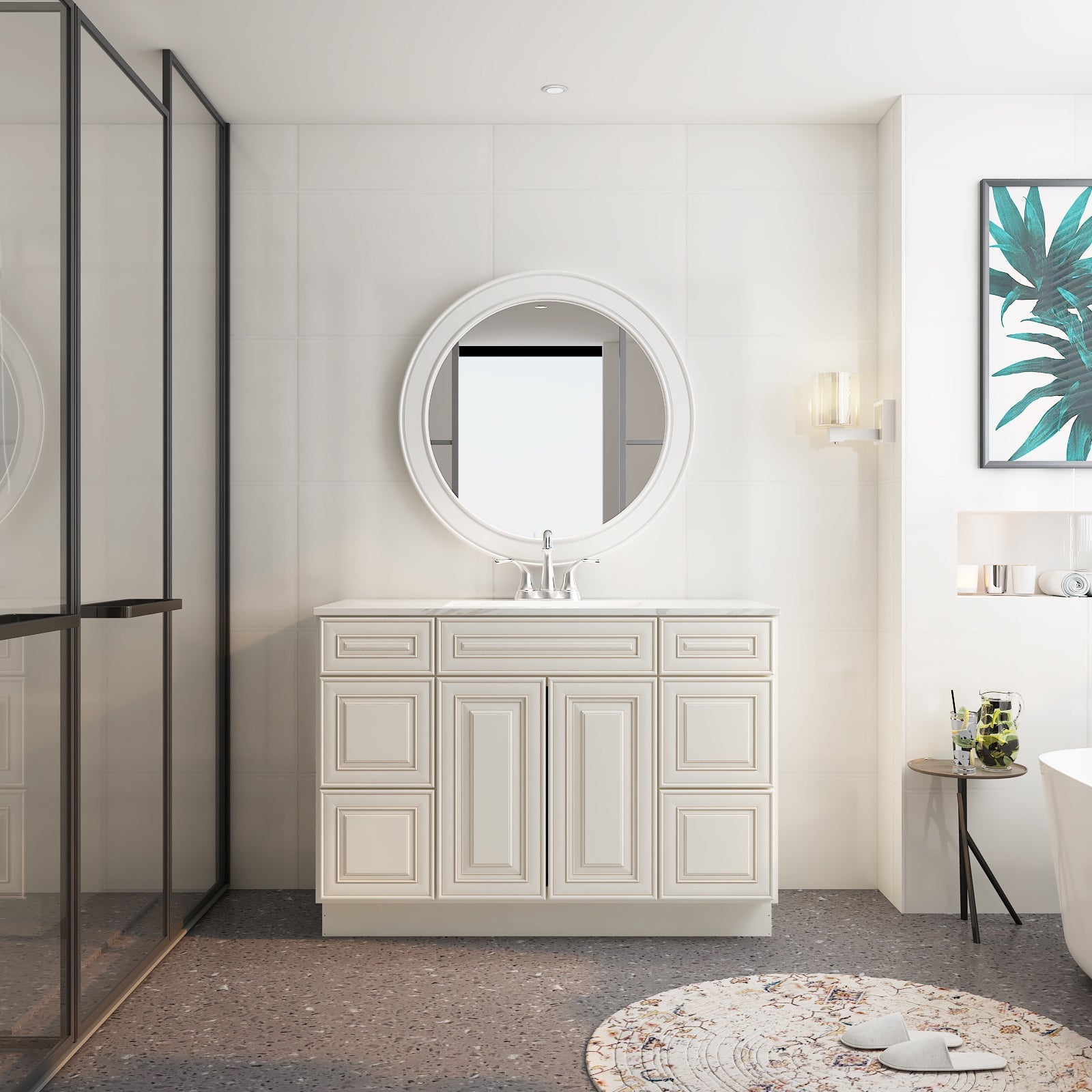 21"D Birch Solid Wood X 42"W X 34-1/2"H Bath Vanity Double Drawer Cabinet without Top VDDB42