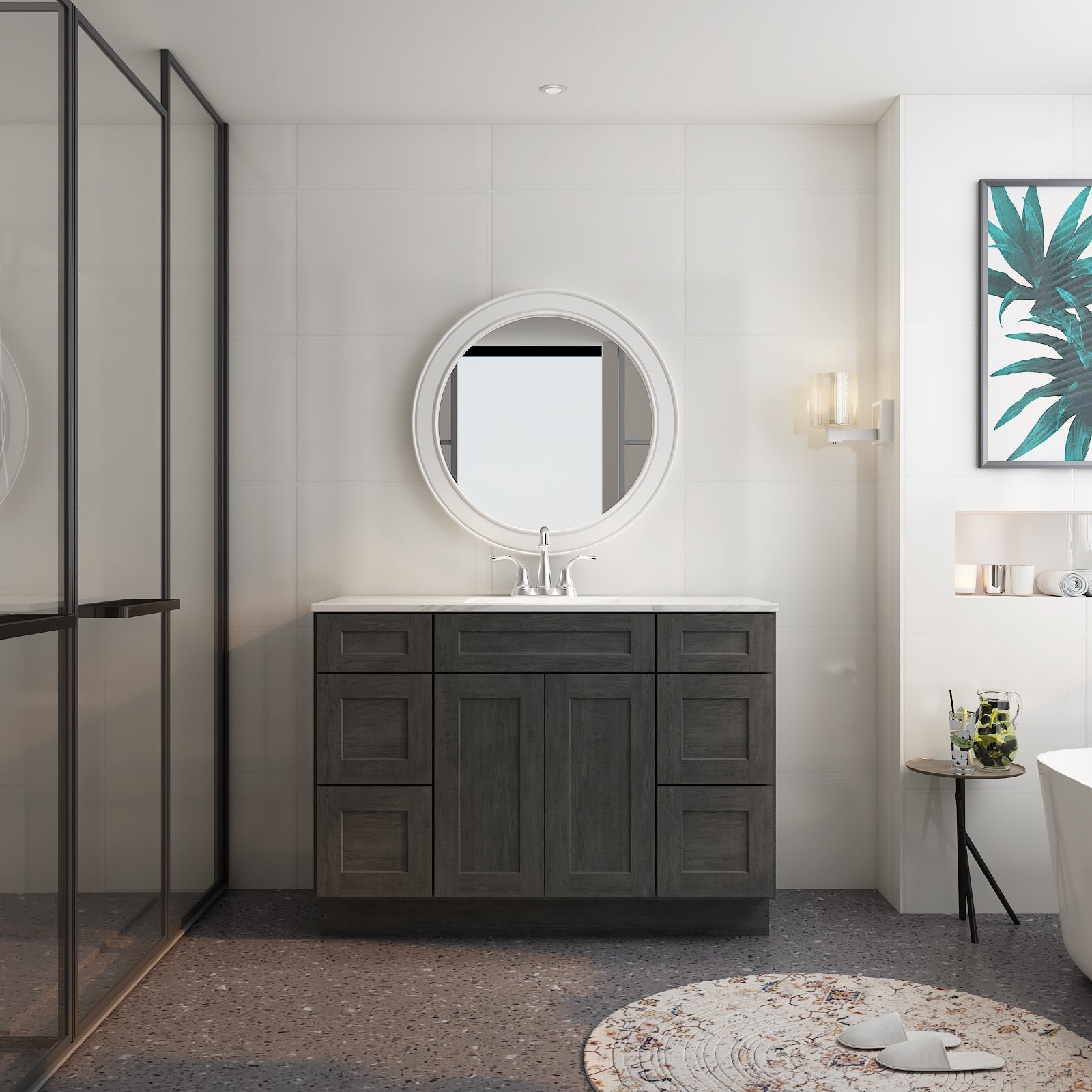 21"D Birch Solid Wood X 42"W X 34-1/2"H Bath Vanity Double Drawer Cabinet without Top VDDB42