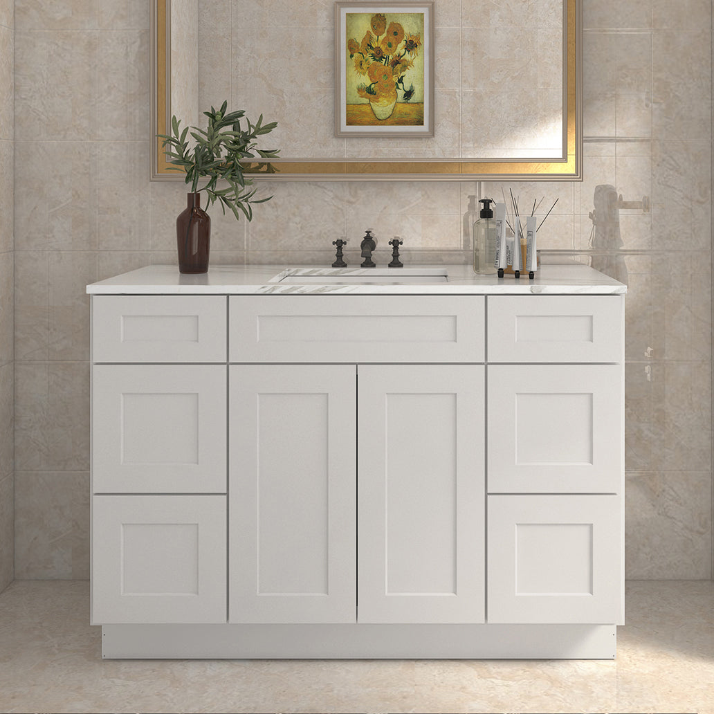21"D Birch Solid Wood X 60"W X 34-1/2"H Bath Vanity Double Drawer Cabinet without Top VDDB60