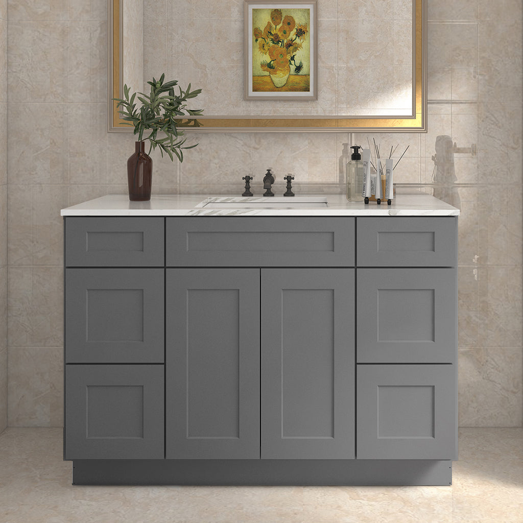 21"D Birch Solid Wood X 60"W X 34-1/2"H Bath Vanity Double Drawer Cabinet without Top VDDB60