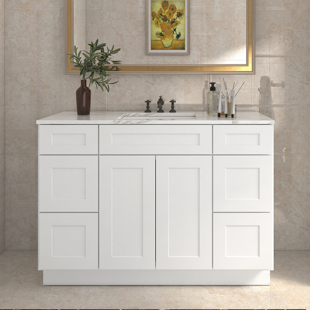 21"D Birch Solid Wood X 60"W X 34-1/2"H Bath Vanity Double Drawer Cabinet without Top VDDB60