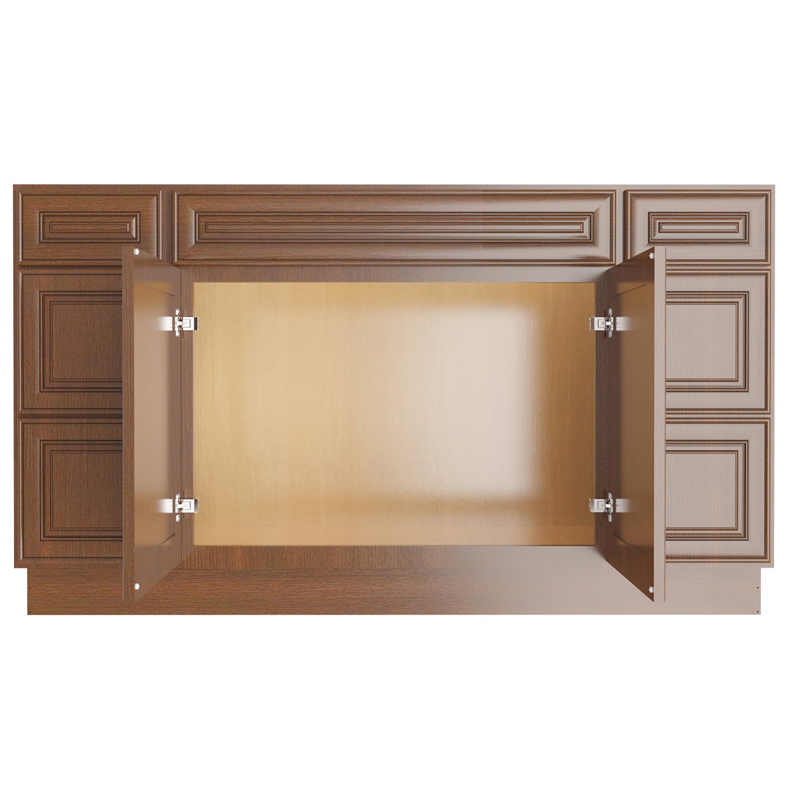 21"D Birch Solid Wood X 60"W X 34-1/2"H Bath Vanity Double Drawer Cabinet without Top VDDB60