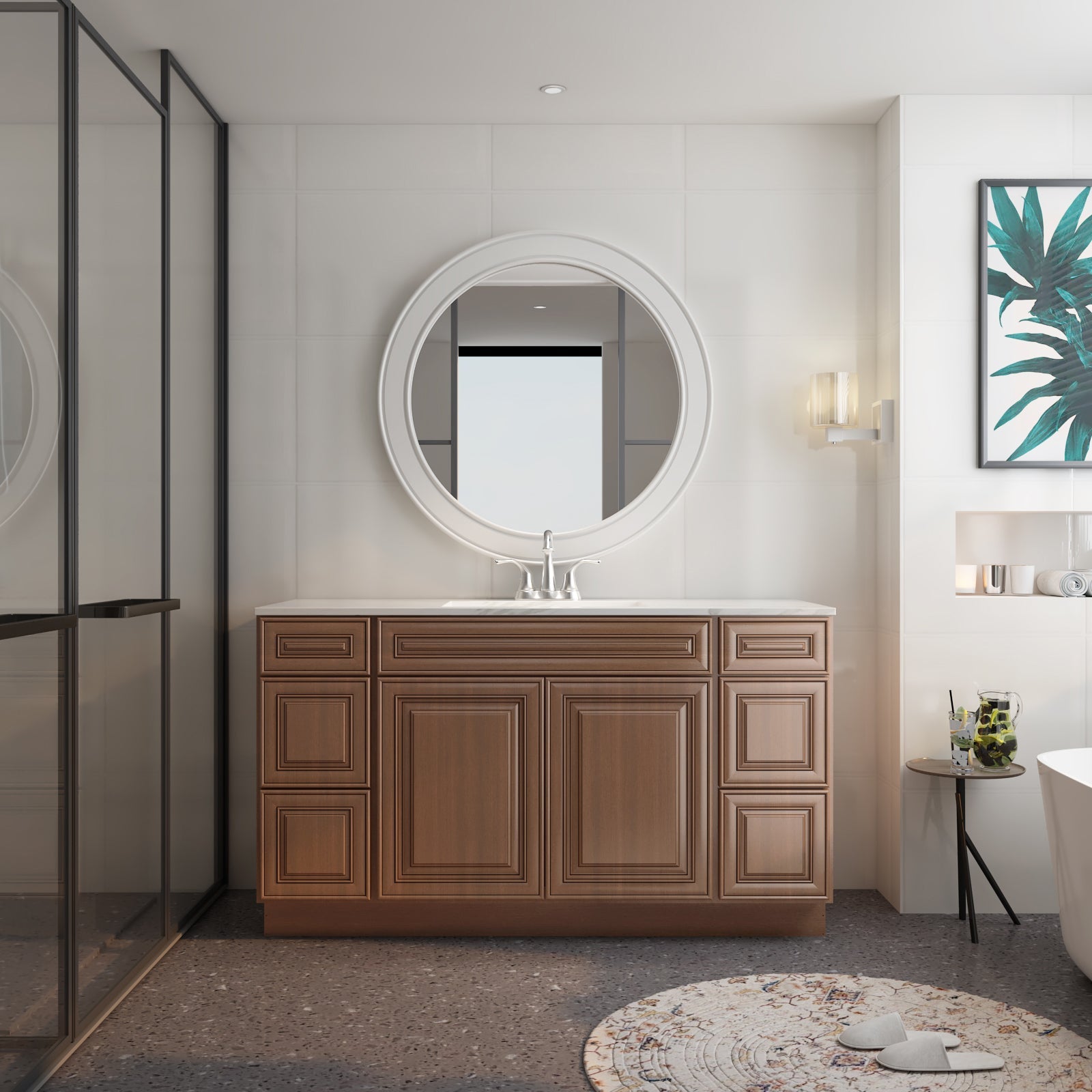 21"D Birch Solid Wood X 60"W X 34-1/2"H Bath Vanity Double Drawer Cabinet without Top VDDB60