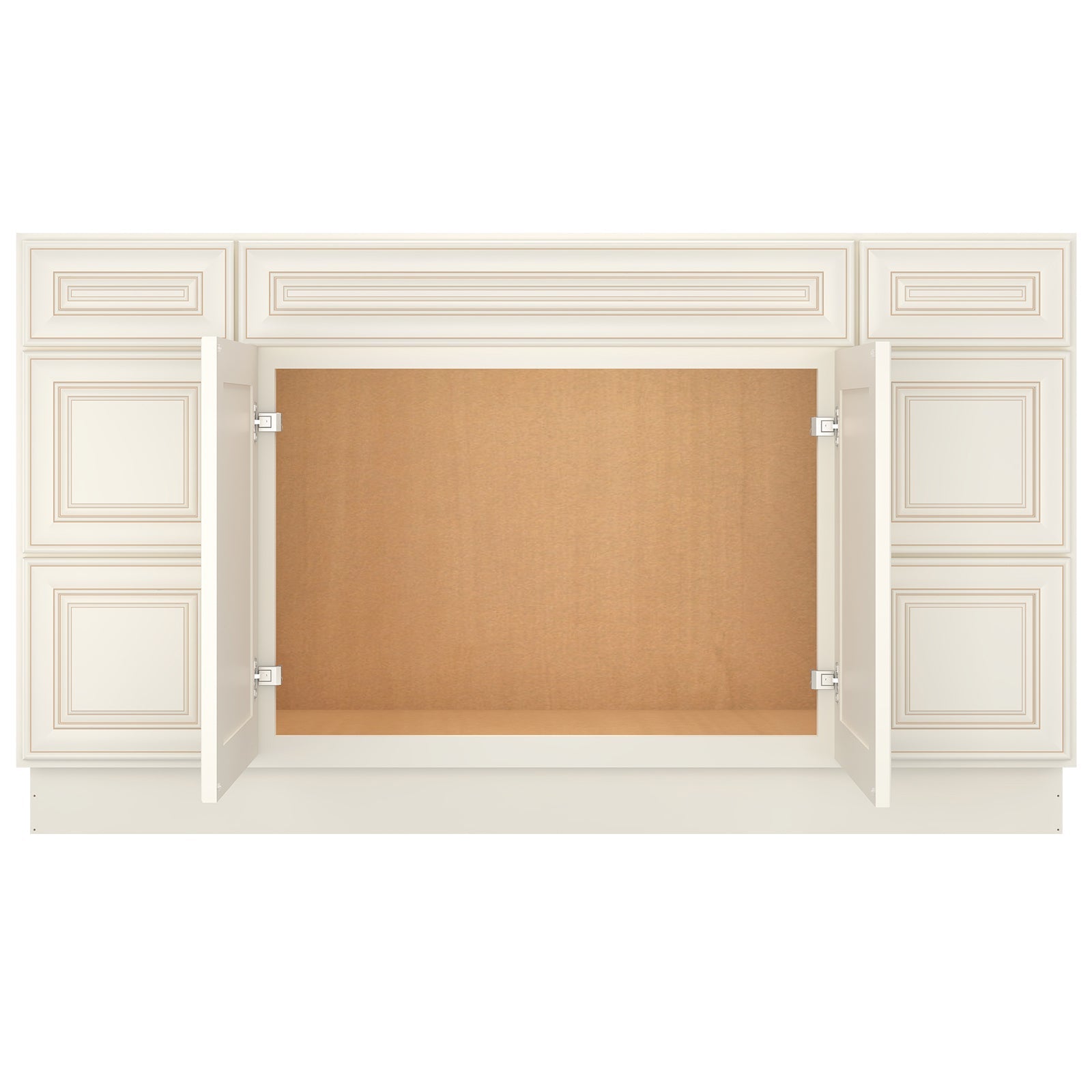 21"D Birch Solid Wood X 60"W X 34-1/2"H Bath Vanity Double Drawer Cabinet without Top VDDB60