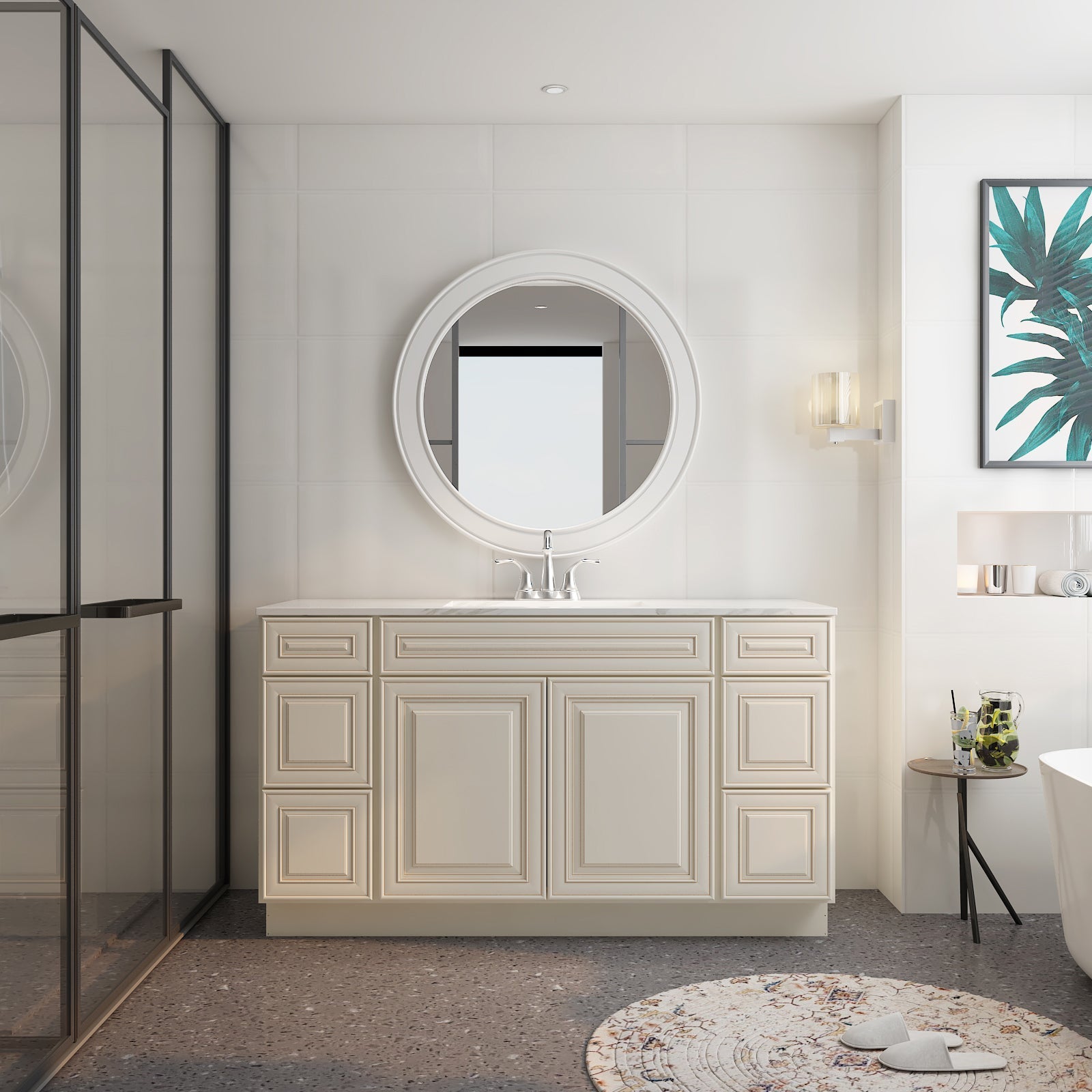 21"D Birch Solid Wood X 60"W X 34-1/2"H Bath Vanity Double Drawer Cabinet without Top VDDB60