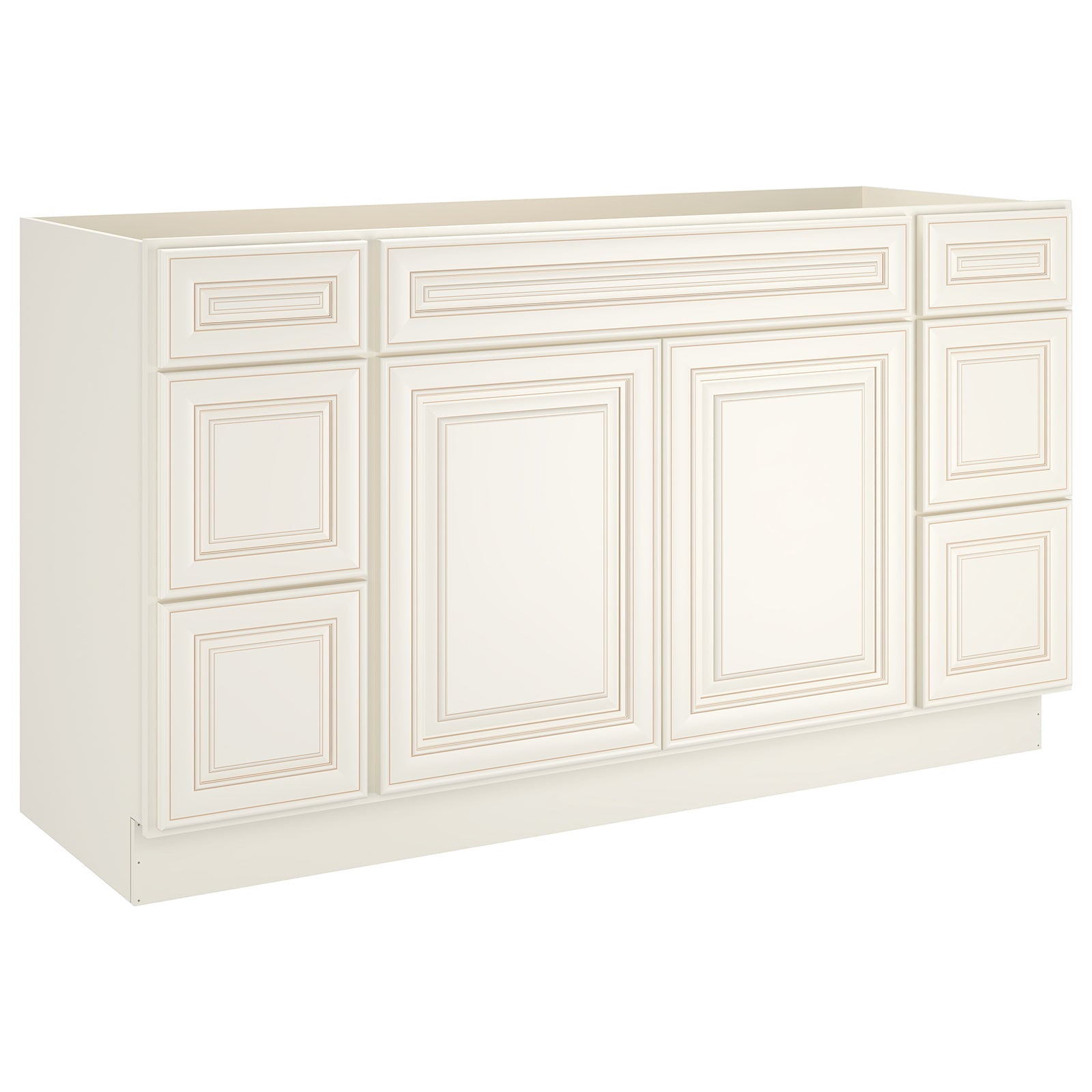 21"D Birch Solid Wood X 60"W X 34-1/2"H Bath Vanity Double Drawer Cabinet without Top VDDB60