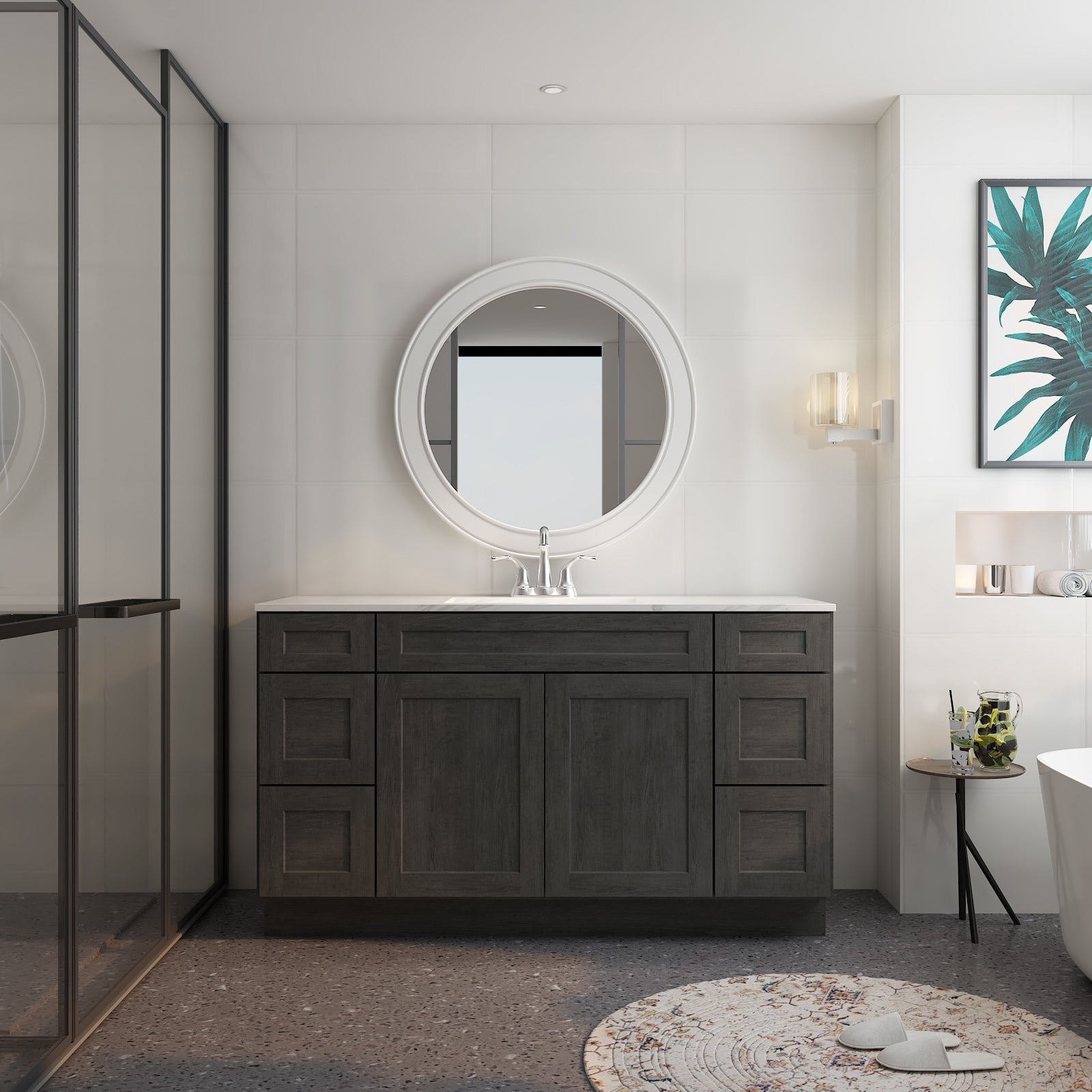 21"D Birch Solid Wood X 60"W X 34-1/2"H Bath Vanity Double Drawer Cabinet without Top VDDB60