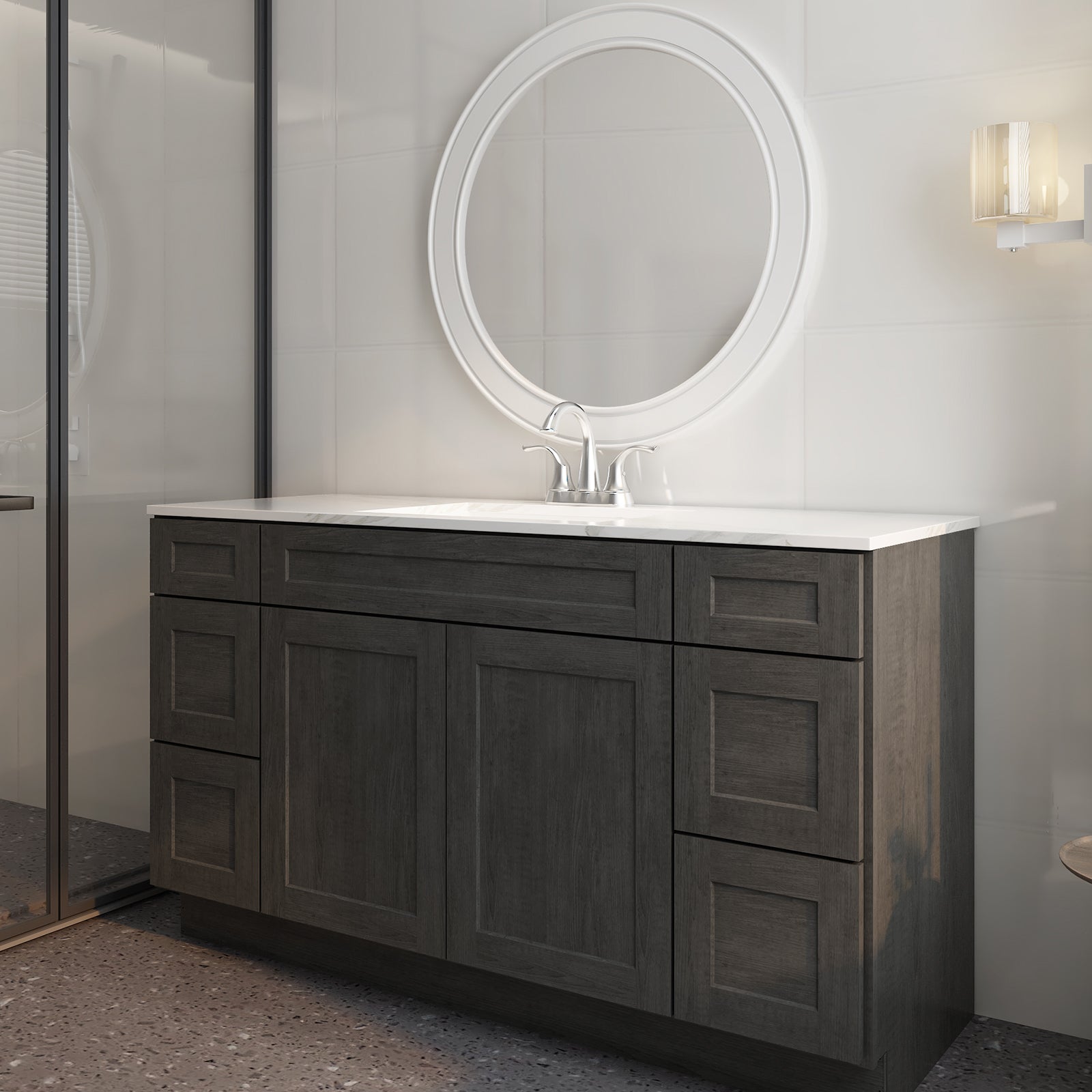 21"D Birch Solid Wood X 60"W X 34-1/2"H Bath Vanity Double Drawer Cabinet without Top VDDB60