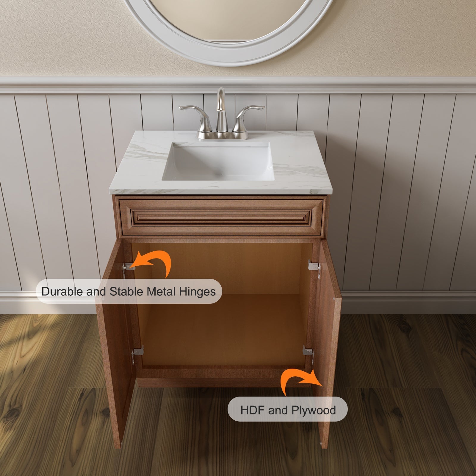 21"D X 24"W X 34-1/2"H Bath Vanity Cabinet without Top VS24