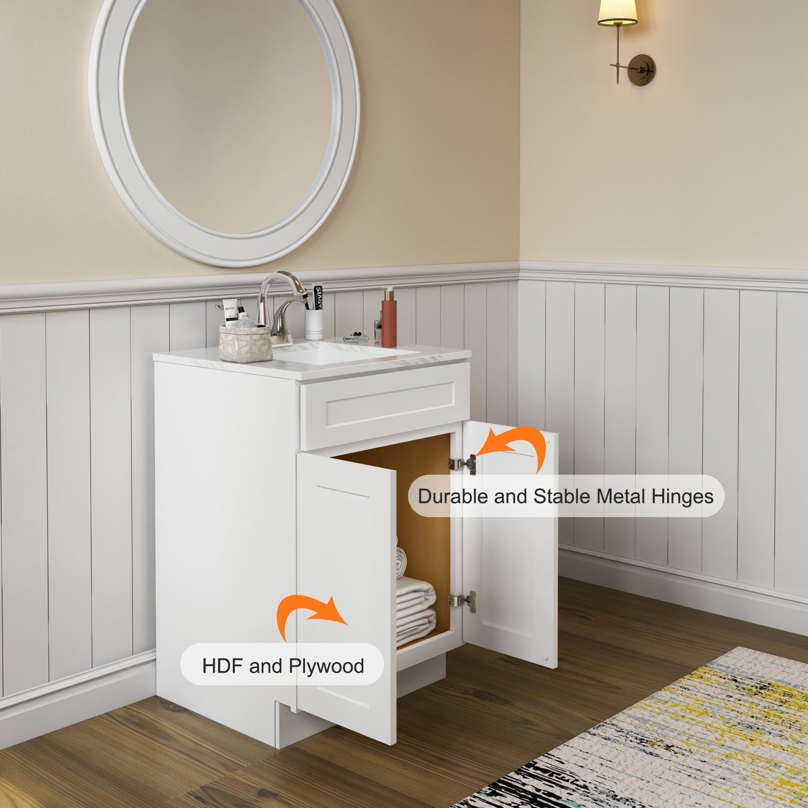 21"D X 24"W X 34-1/2"H Bath Vanity Cabinet without Top VS24