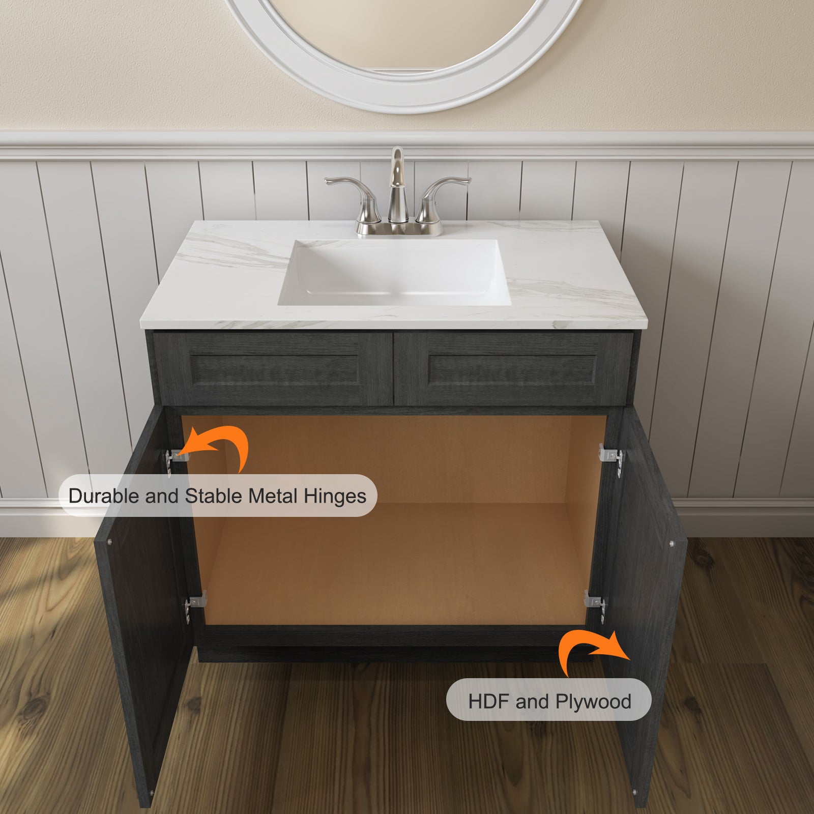 21"D X 36"W X 34-1/2"H Bath Vanity Cabinet without Top VS36