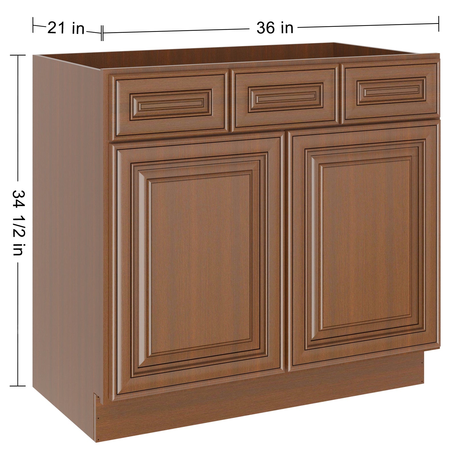 21"D Birch Solid Wood X 36"W X 34-1/2"H Vanity Sink Drawer Cabinet Wthout Top  VSD36