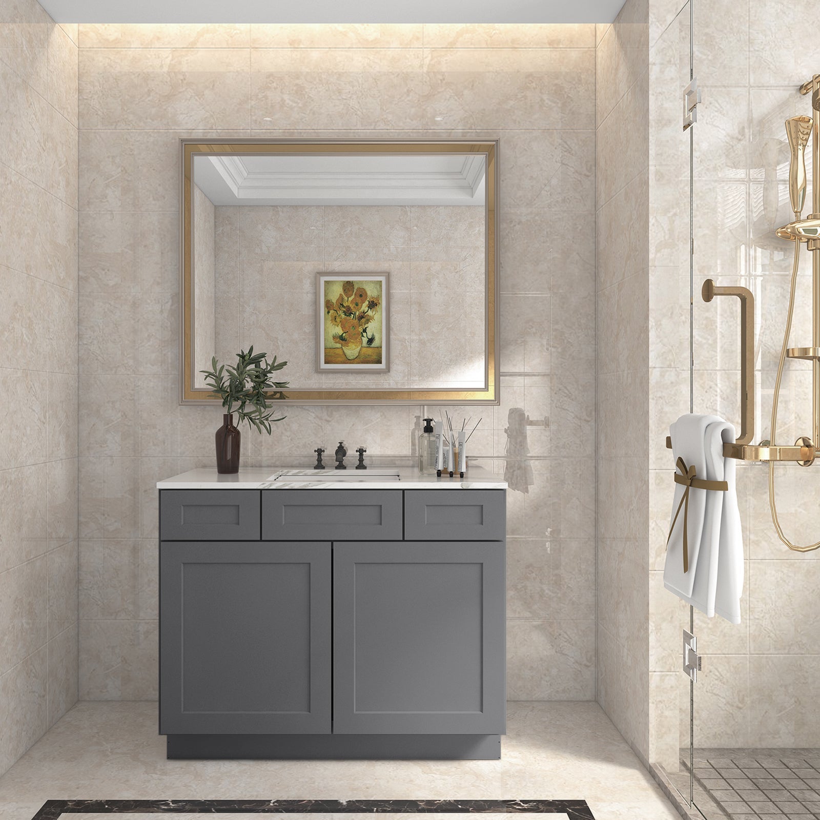 21"D Birch Solid Wood X 36"W X 34-1/2"H Vanity Sink Drawer Cabinet Wthout Top  VSD36