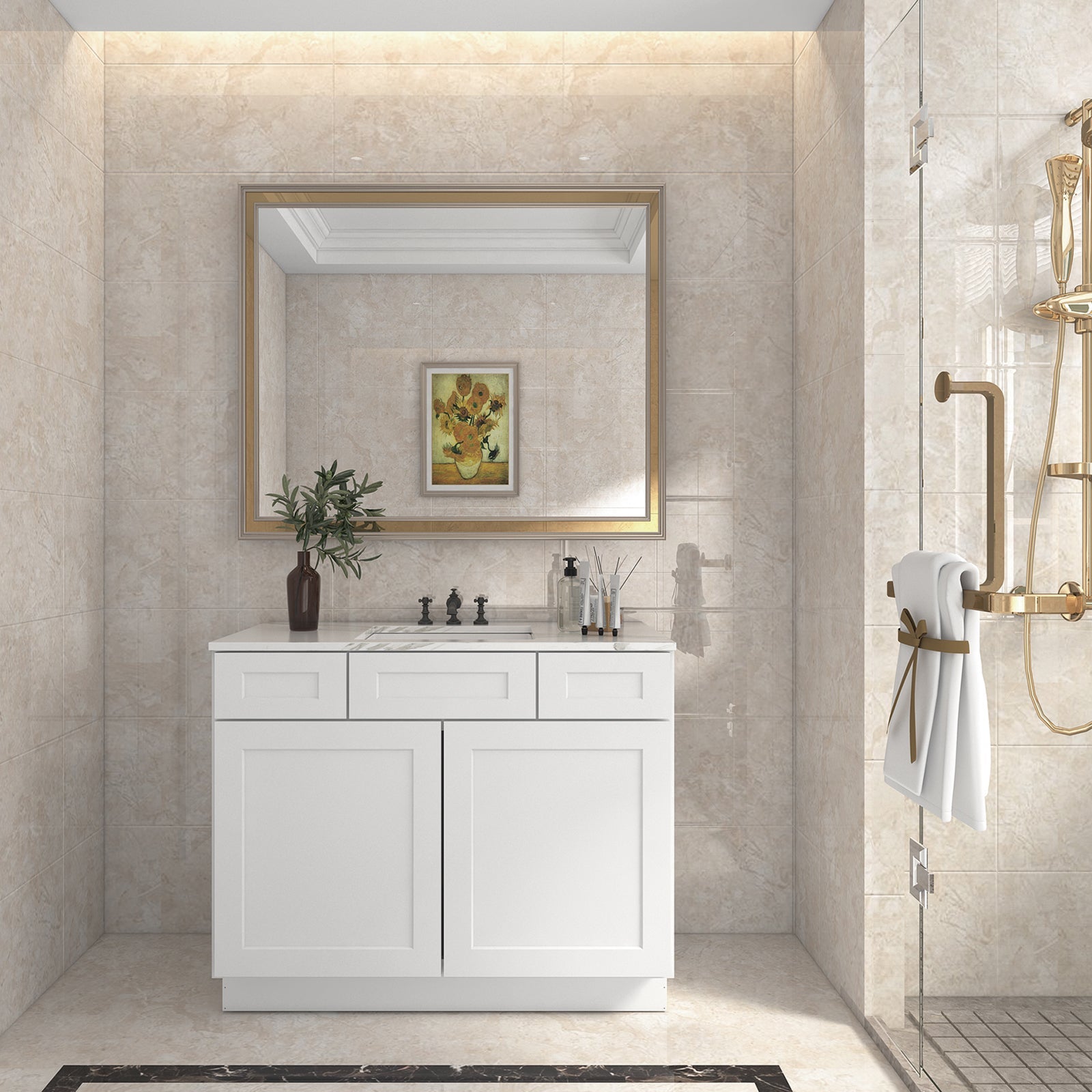 21"D Birch Solid Wood X 36"W X 34-1/2"H Vanity Sink Drawer Cabinet Wthout Top  VSD36