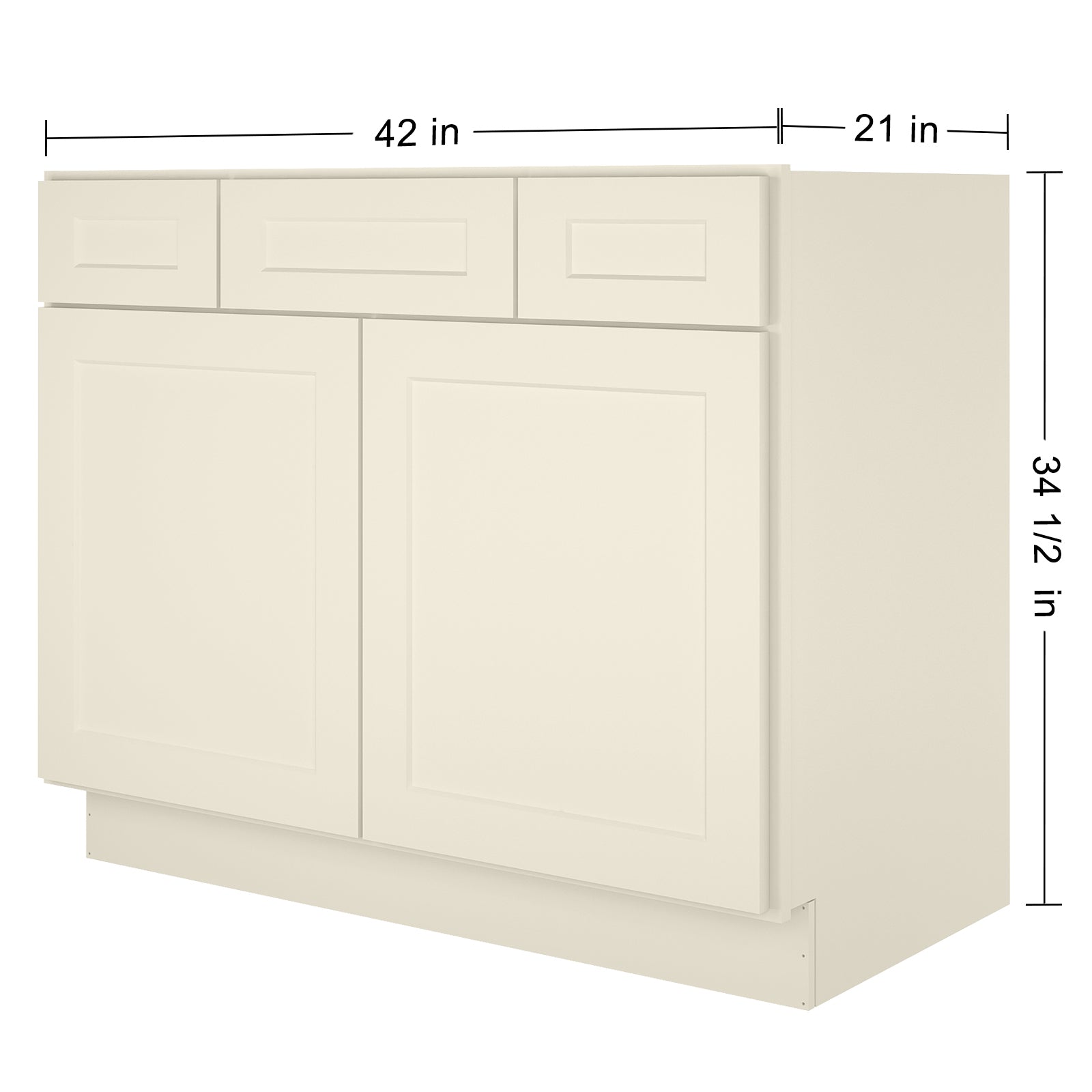 42"W Birch Solid Wood X 21"D X 34-1/2"H Vanity Sink Drawer Cabinet Wthout Top VSD42