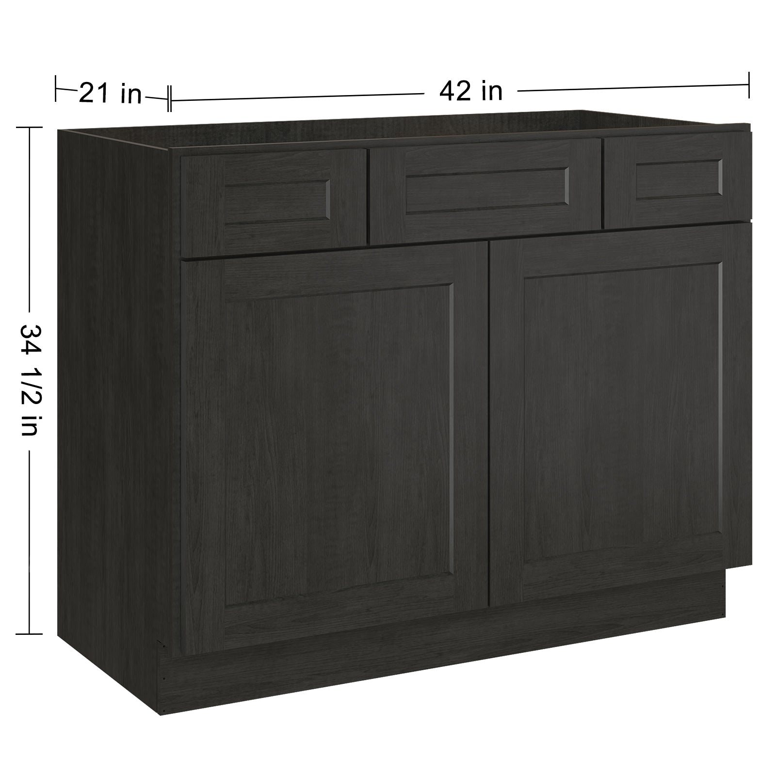 42"W Birch Solid Wood X 21"D X 34-1/2"H Vanity Sink Drawer Cabinet Wthout Top VSD42