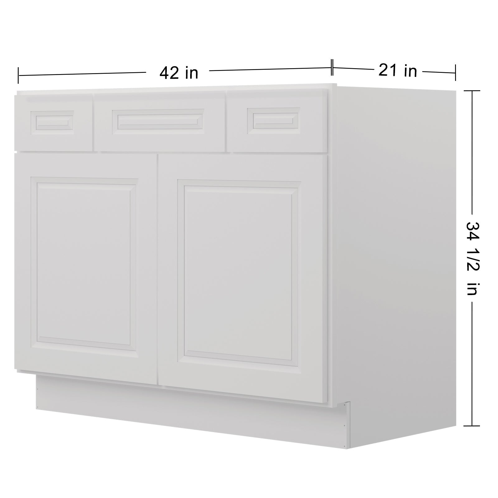 42"W Birch Solid Wood X 21"D X 34-1/2"H Vanity Sink Drawer Cabinet Wthout Top VSD42