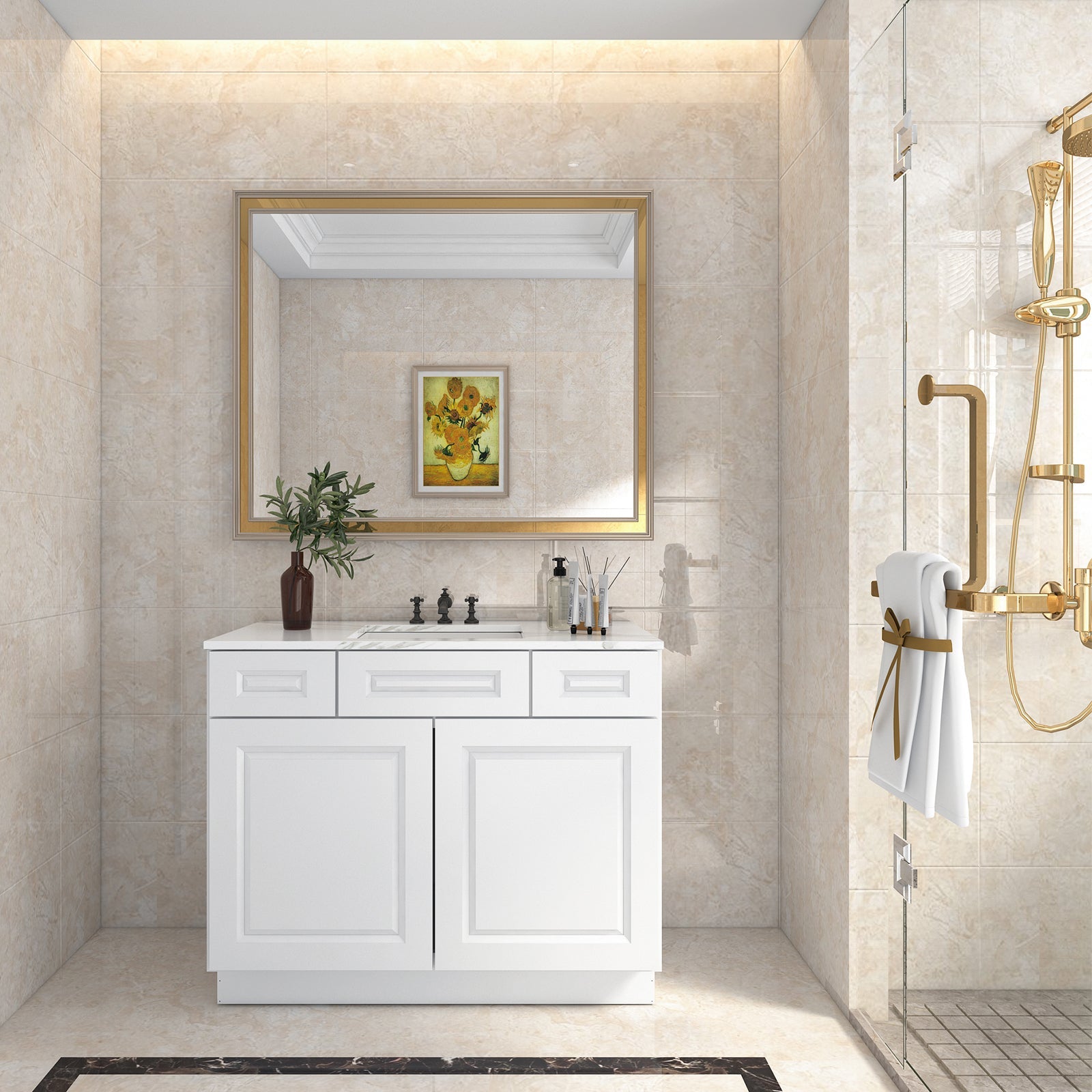 42"W Birch Solid Wood X 21"D X 34-1/2"H Vanity Sink Drawer Cabinet Wthout Top VSD42