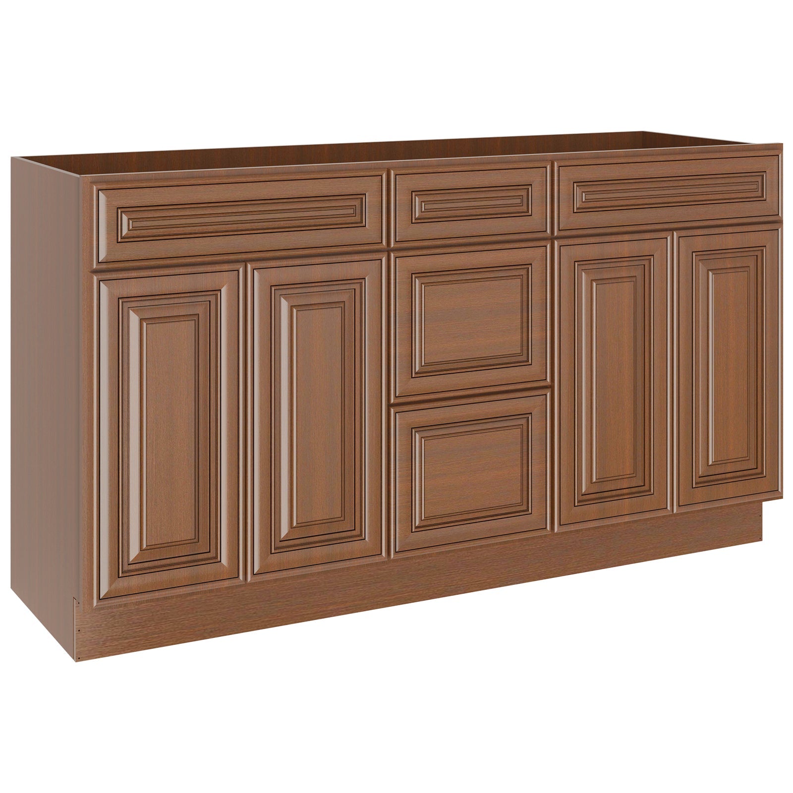 21"D Birch Solid Wood X 60"W X 34-1/2"H Vanity Sink Drawer Cabinet Wthout Top VSDB60