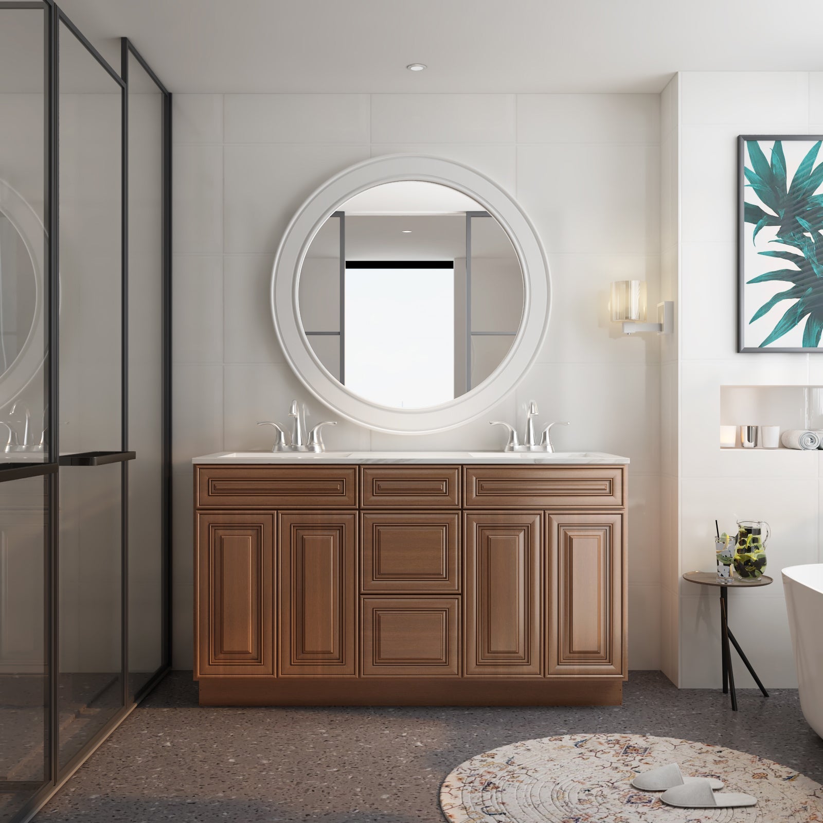 21"D Birch Solid Wood X 60"W X 34-1/2"H Vanity Sink Drawer Cabinet Wthout Top VSDB60