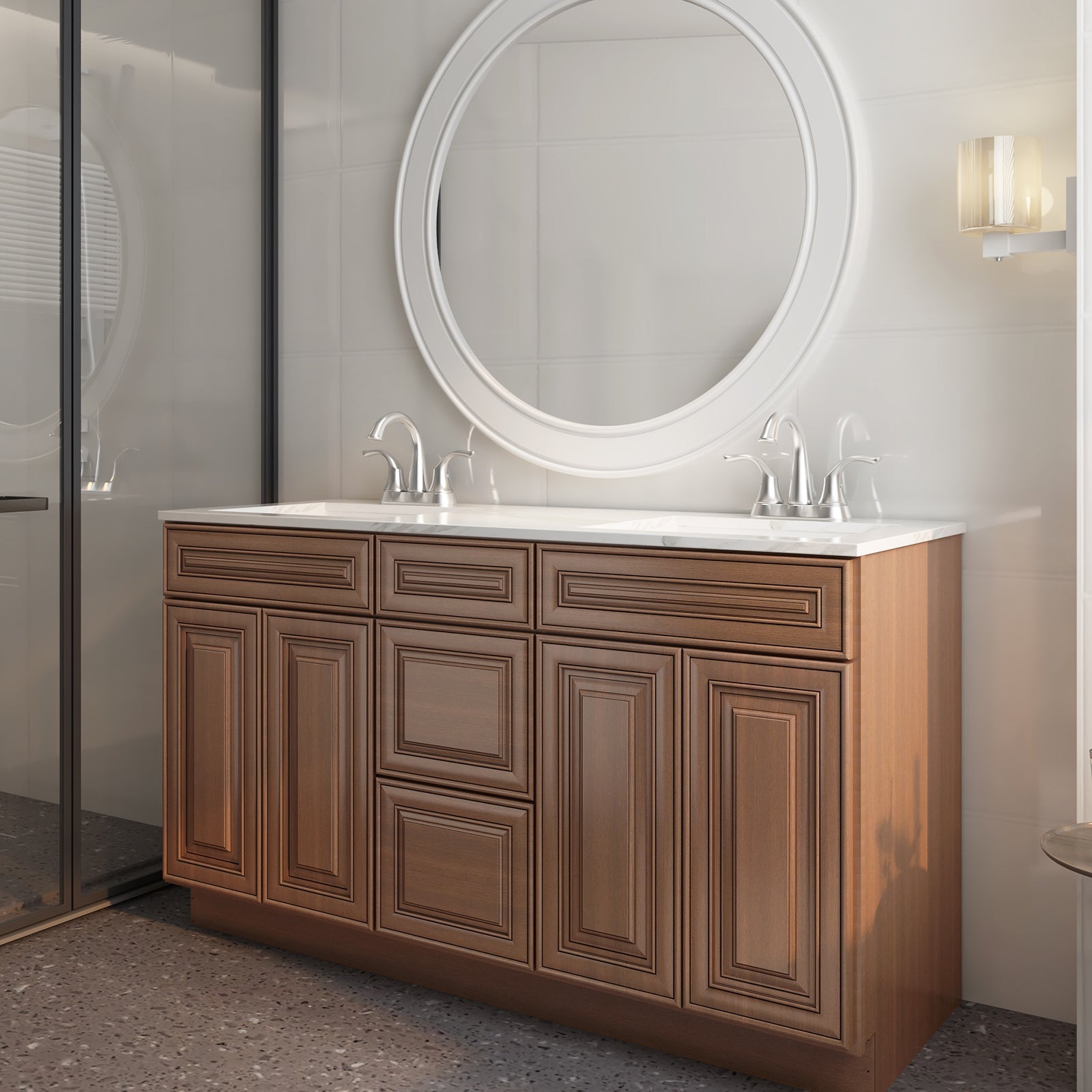 21"D Birch Solid Wood X 60"W X 34-1/2"H Vanity Sink Drawer Cabinet Wthout Top VSDB60