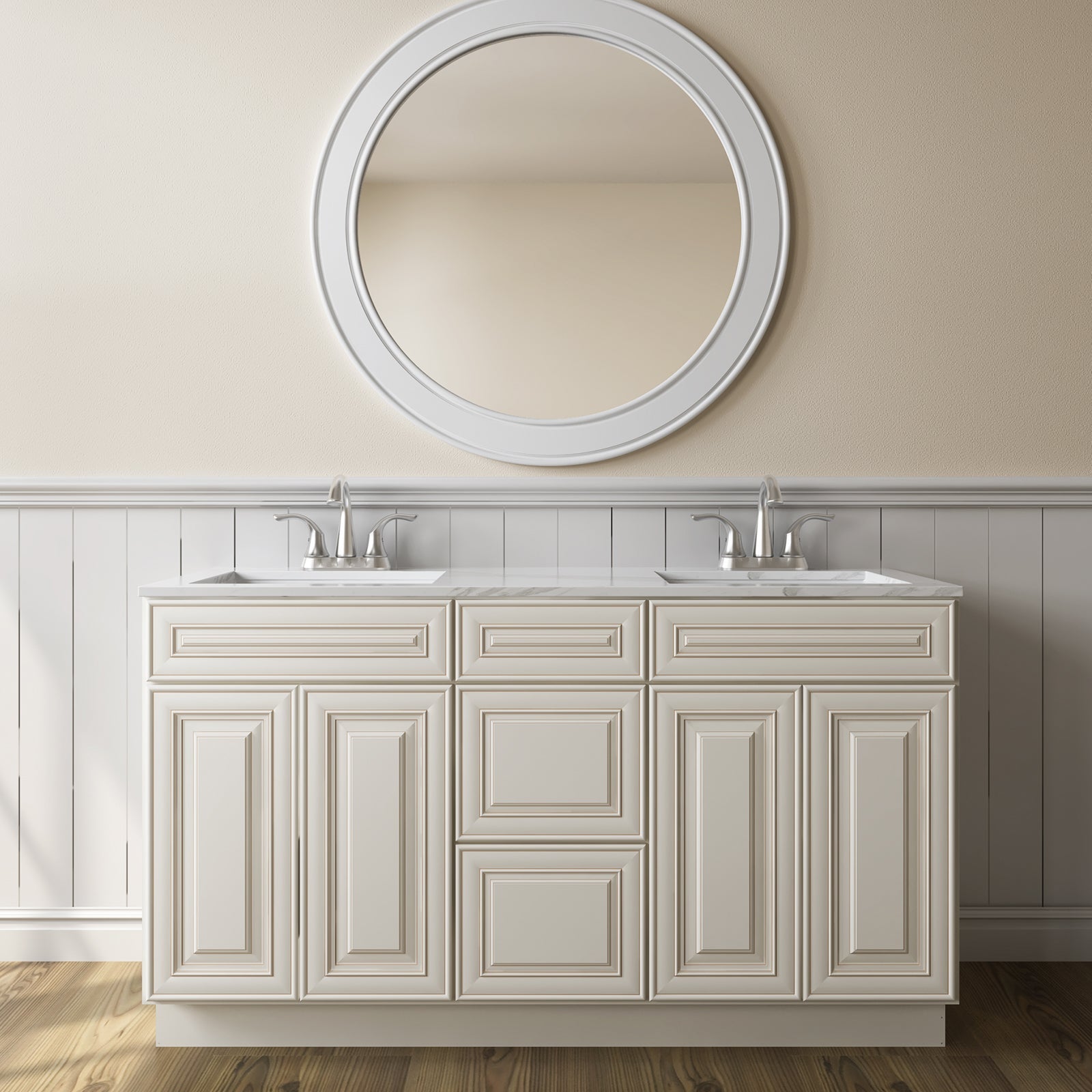 21"D Birch Solid Wood X 60"W X 34-1/2"H Vanity Sink Drawer Cabinet Wthout Top VSDB60