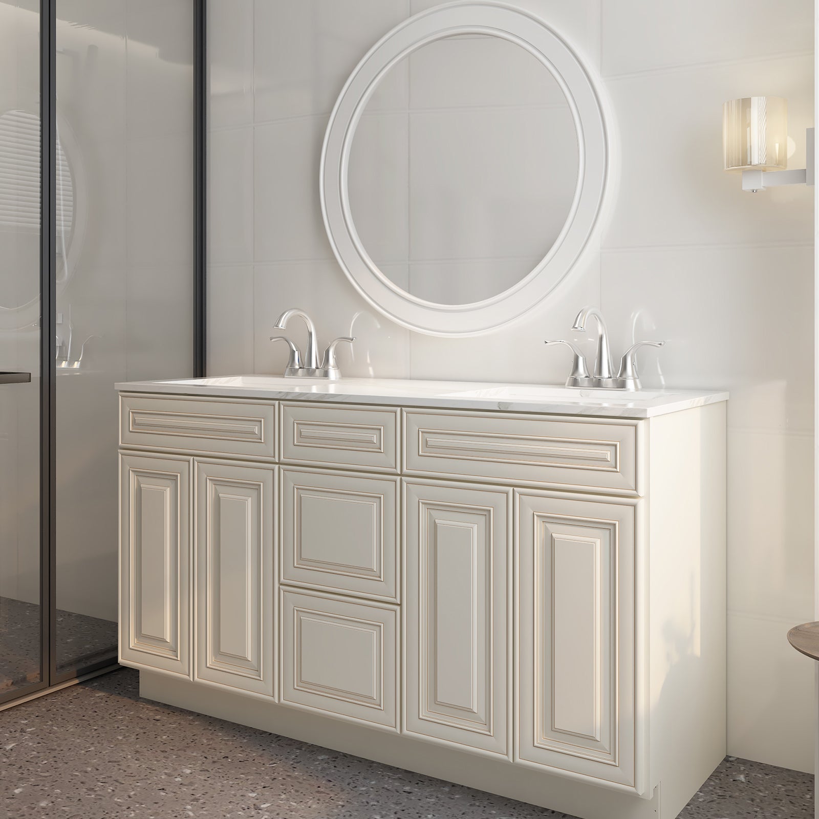 21"D Birch Solid Wood X 60"W X 34-1/2"H Vanity Sink Drawer Cabinet Wthout Top VSDB60