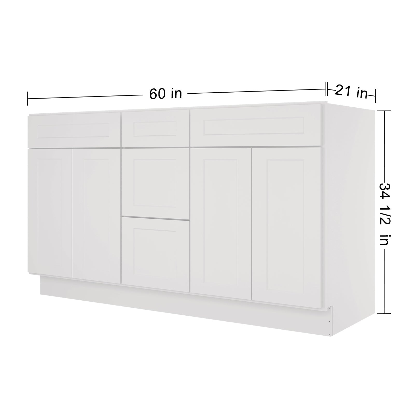 21"D Birch Solid Wood X 60"W X 34-1/2"H Vanity Sink Drawer Cabinet Wthout Top VSDB60