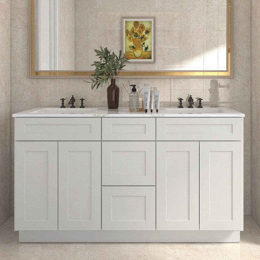 21"D Birch Solid Wood X 60"W X 34-1/2"H Vanity Sink Drawer Cabinet Wthout Top VSDB60