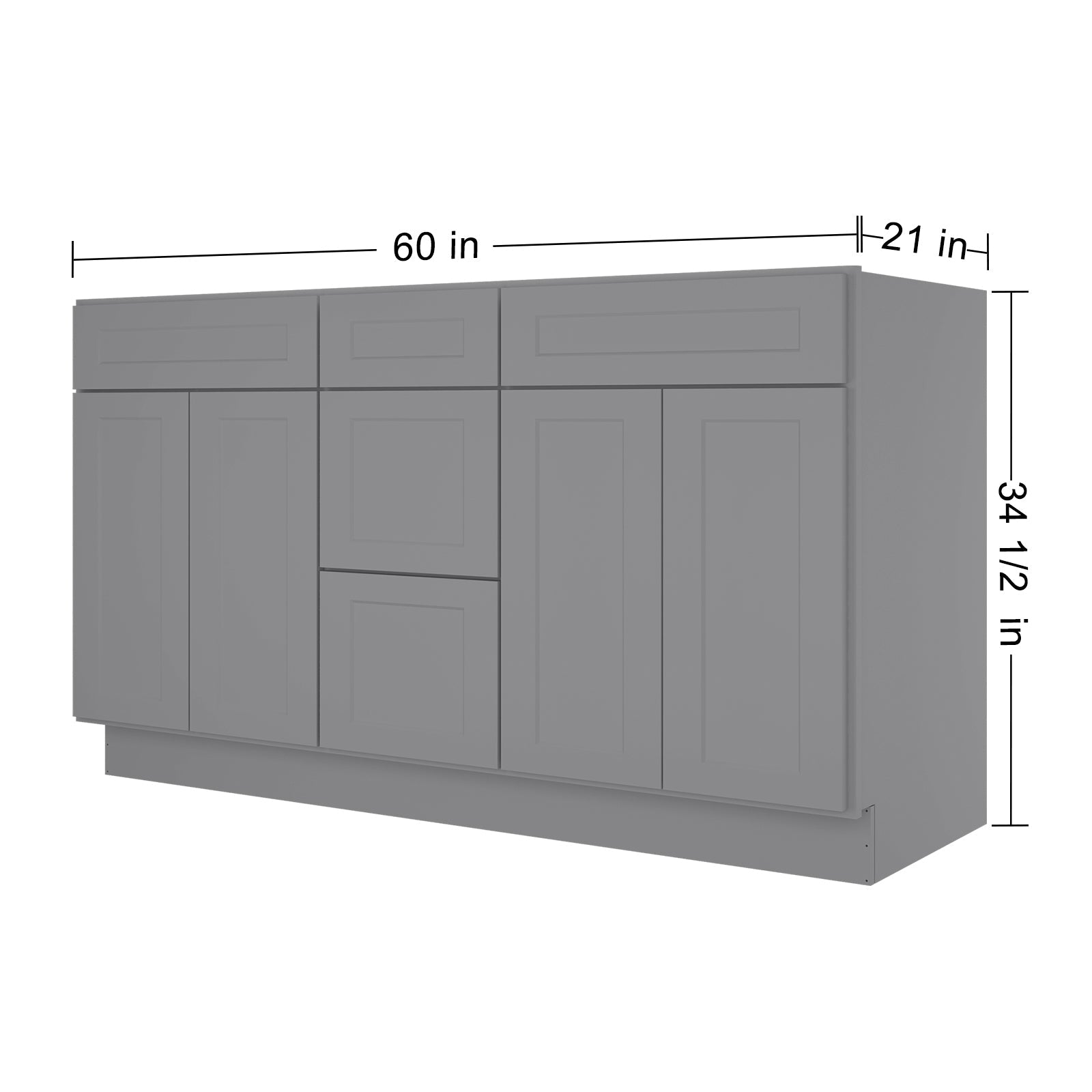 21"D Birch Solid Wood X 60"W X 34-1/2"H Vanity Sink Drawer Cabinet Wthout Top VSDB60