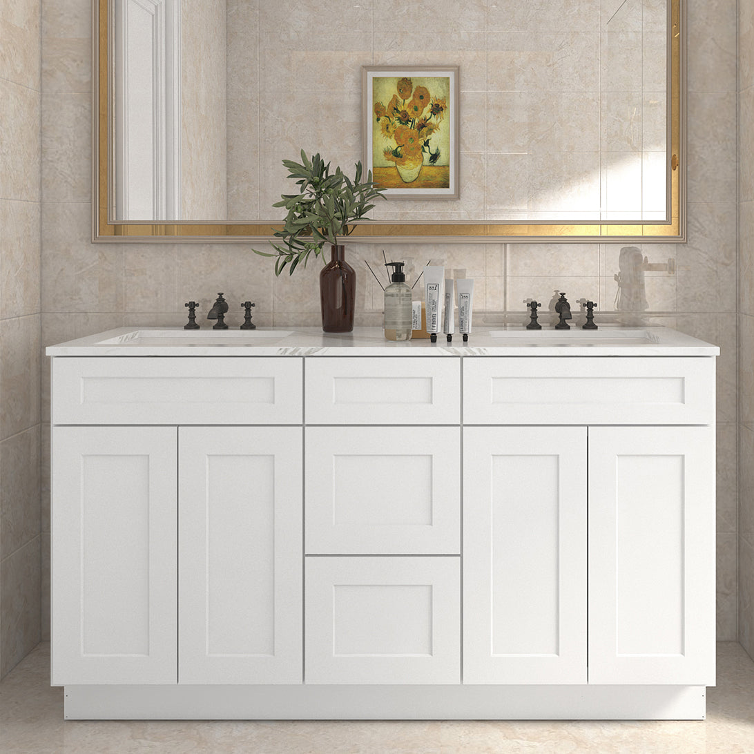 21"D Birch Solid Wood X 60"W X 34-1/2"H Vanity Sink Drawer Cabinet Wthout Top VSDB60