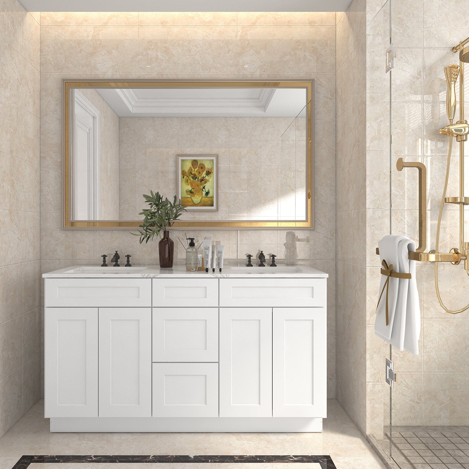 21"D Birch Solid Wood X 60"W X 34-1/2"H Vanity Sink Drawer Cabinet Wthout Top VSDB60