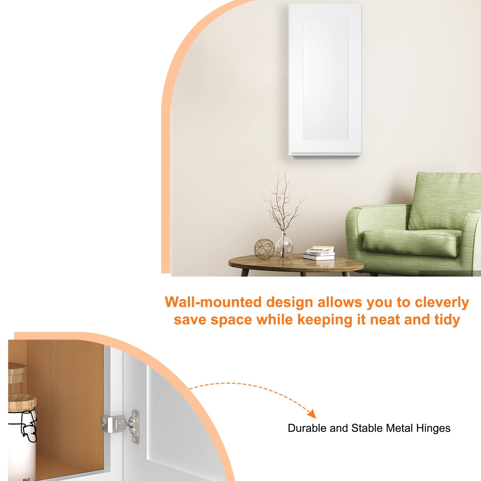 12"D*15"W*36"H Birch Solid Wood Medicine Cabinet Wall Mounted W1536