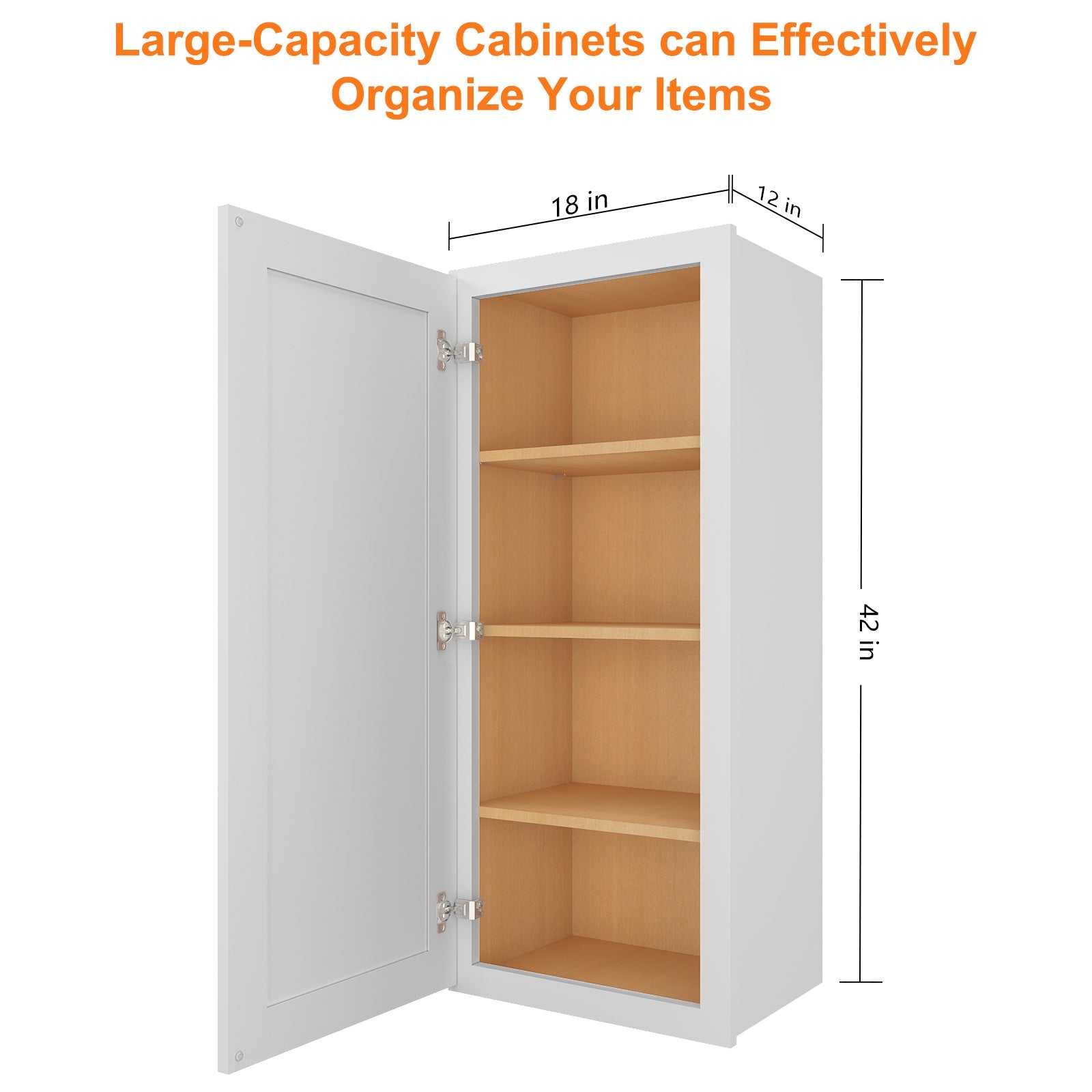 12"D*18"W*42"H Birch Solid Wood Medicine Cabinet Wall Mounted W1842