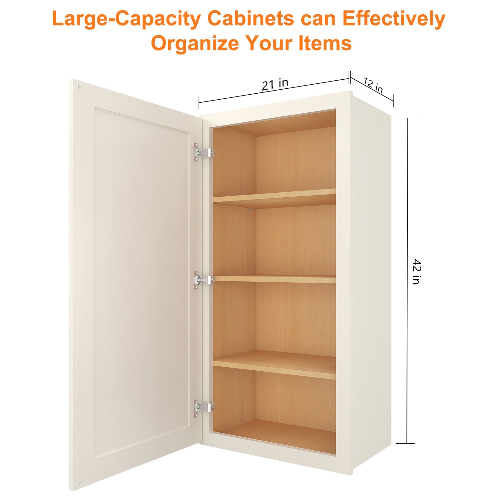 12"D*21"W*42"H Birch Solid Wood Medicine Cabinet Wall Mounted W2142