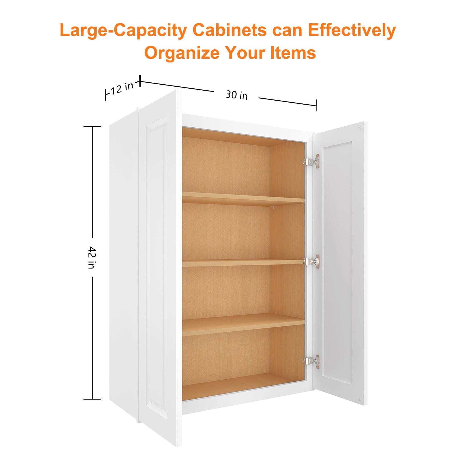 12"D*30"W*42"H Birch Solid Wood Medicine Cabinet Wall Mounted W3042