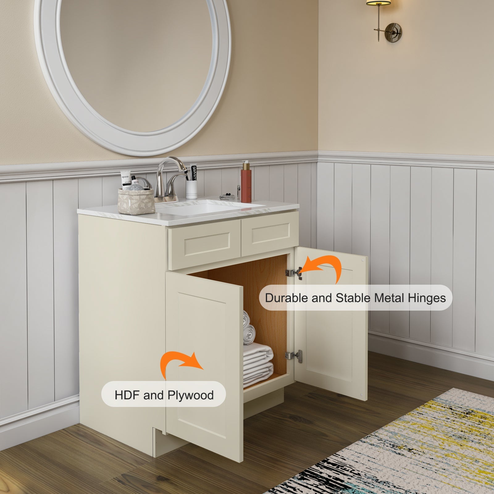 24"D*30"W*12"H Birch Solid Wood Medicine Cabinet Wall Mounted W331224