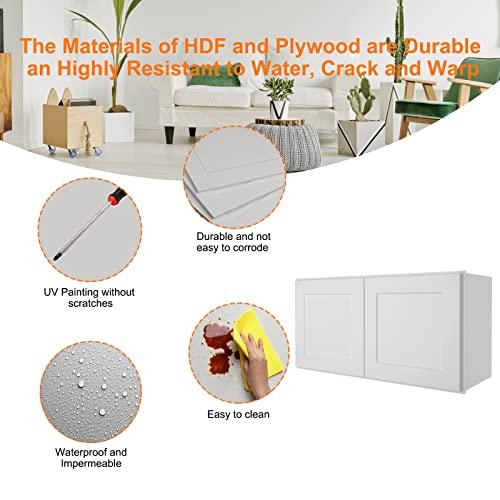 Wall Refrigerator Cabinet Glass Door Cabinet Wooden Storage Cabinets in HDF with Frameless Doors for Kitchens, Bathrooms, Study Rooms, Living Rooms and Other Places, Decorative Furniture Buylikepro